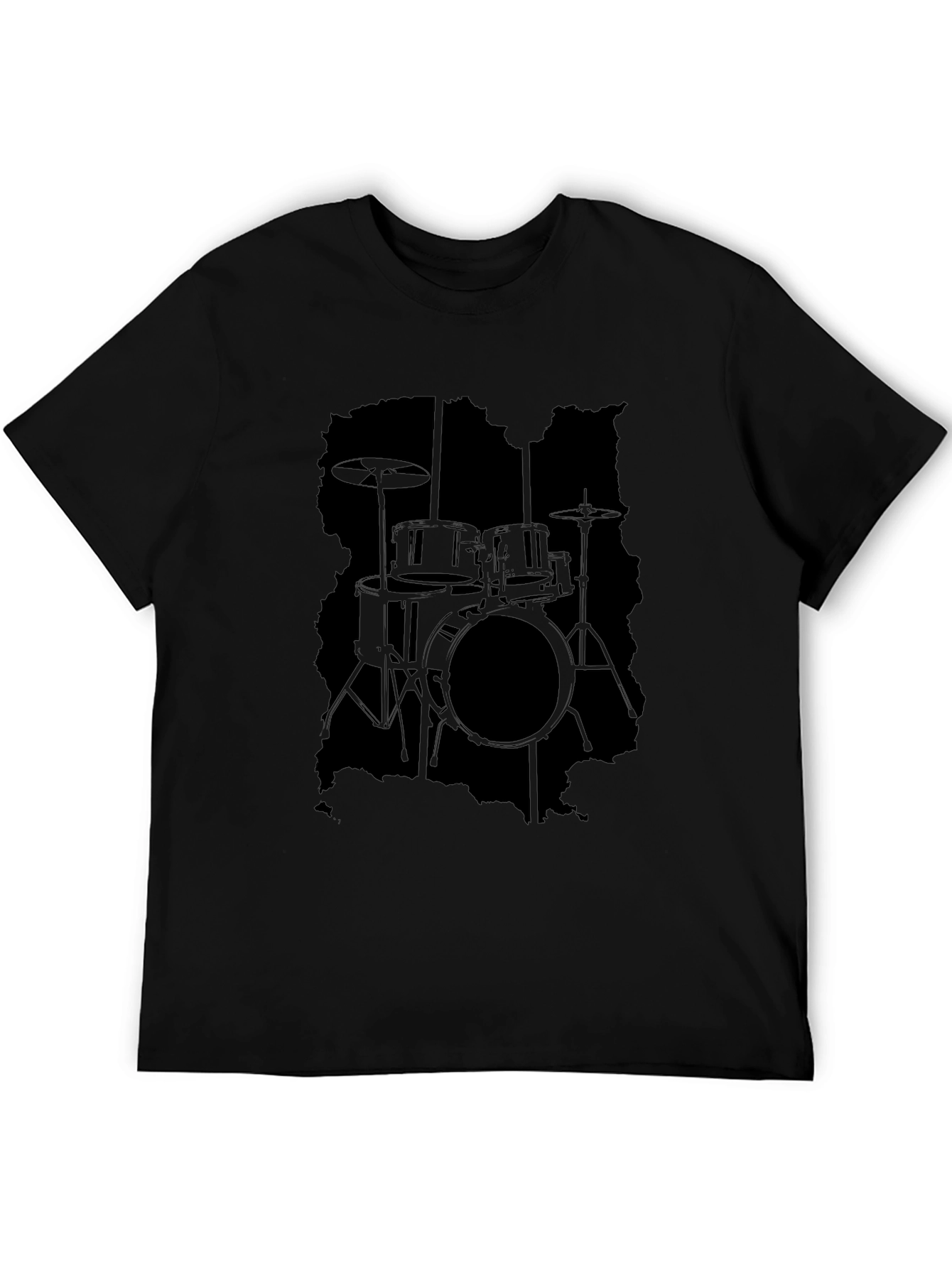 Black Drum Set Graphic T-Shirt