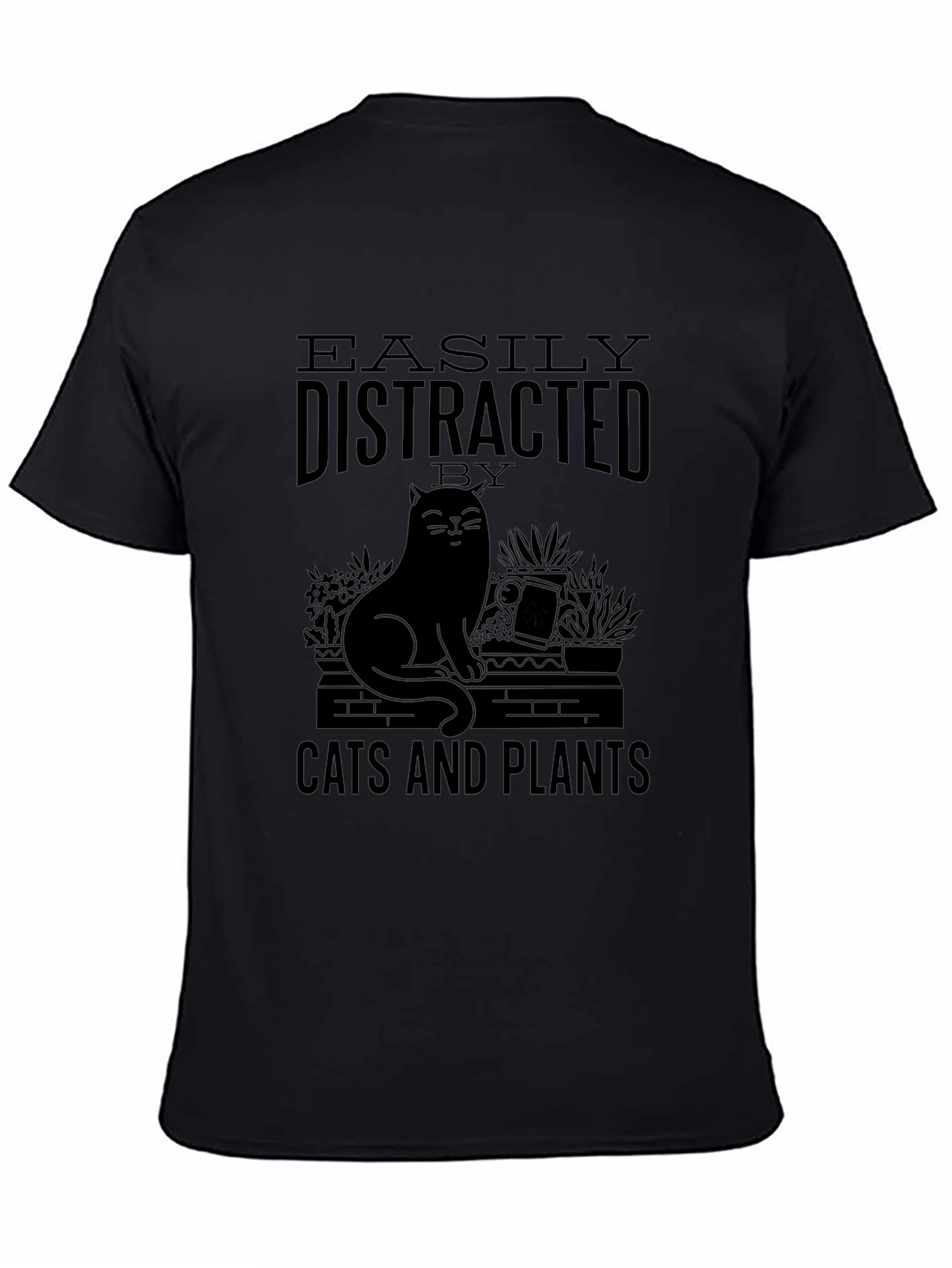 Easily Distracted by Cats and Plants Graphic T-Shirt