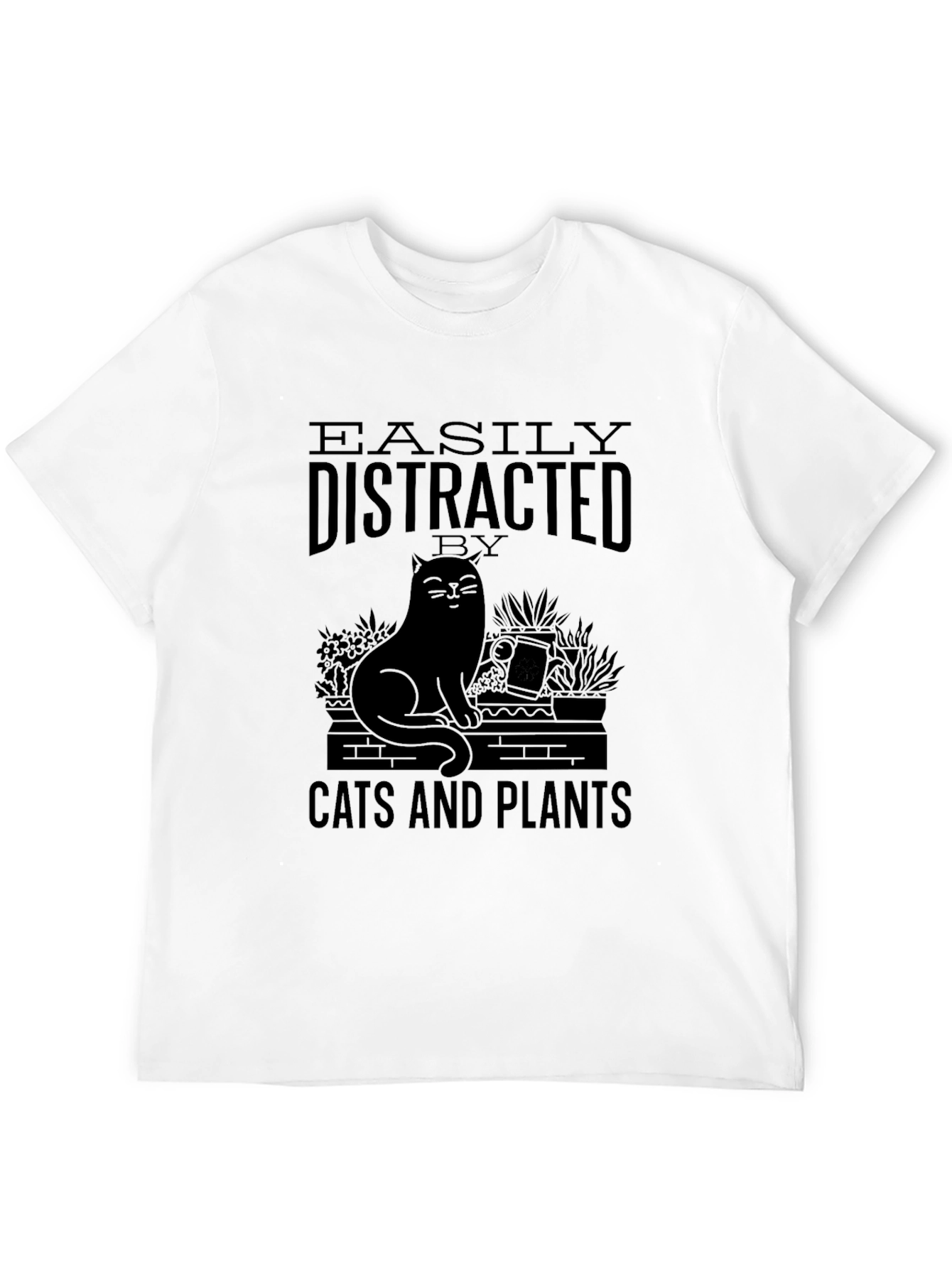 Easily Distracted by Cats and Plants Graphic T-Shirt