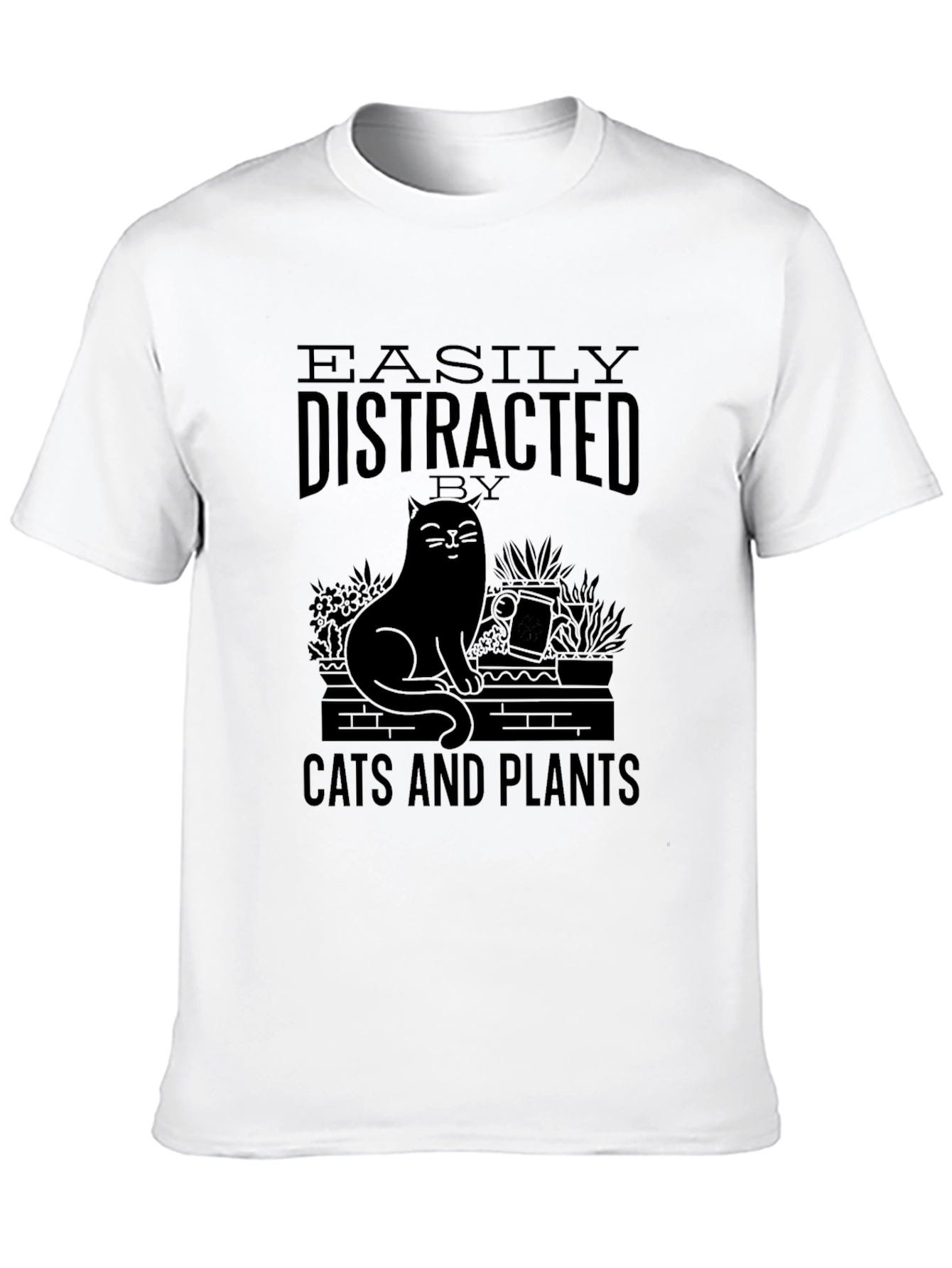 Easily Distracted by Cats and Plants Graphic T-Shirt