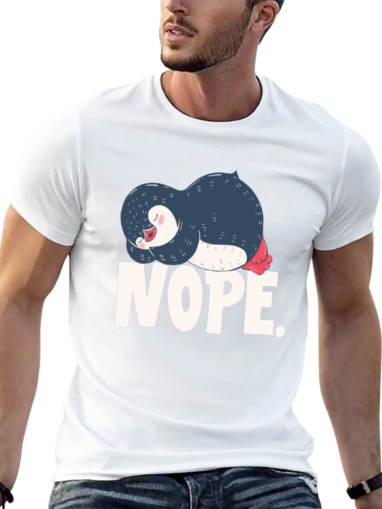 Nope Penguin Graphic T-Shirt