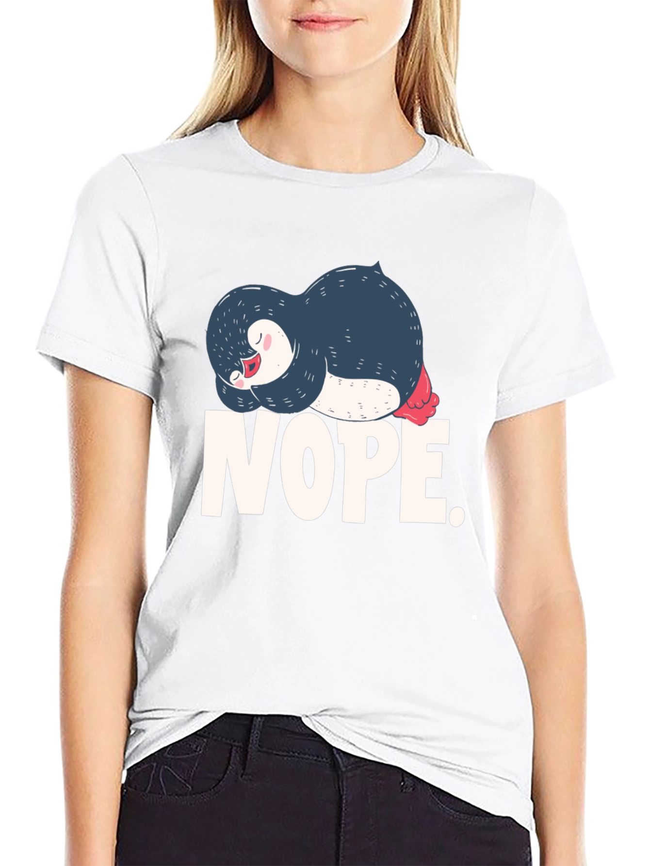 Nope Penguin Graphic T-Shirt