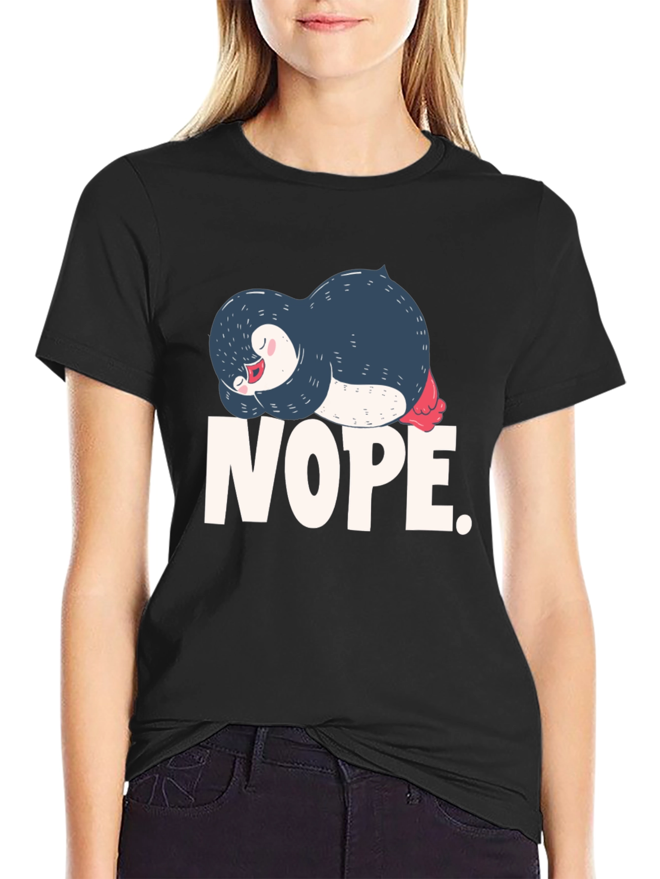 Nope Penguin Graphic T-Shirt