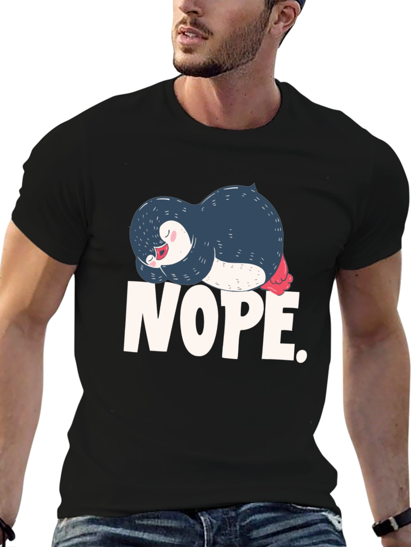 Nope Penguin Graphic T-Shirt
