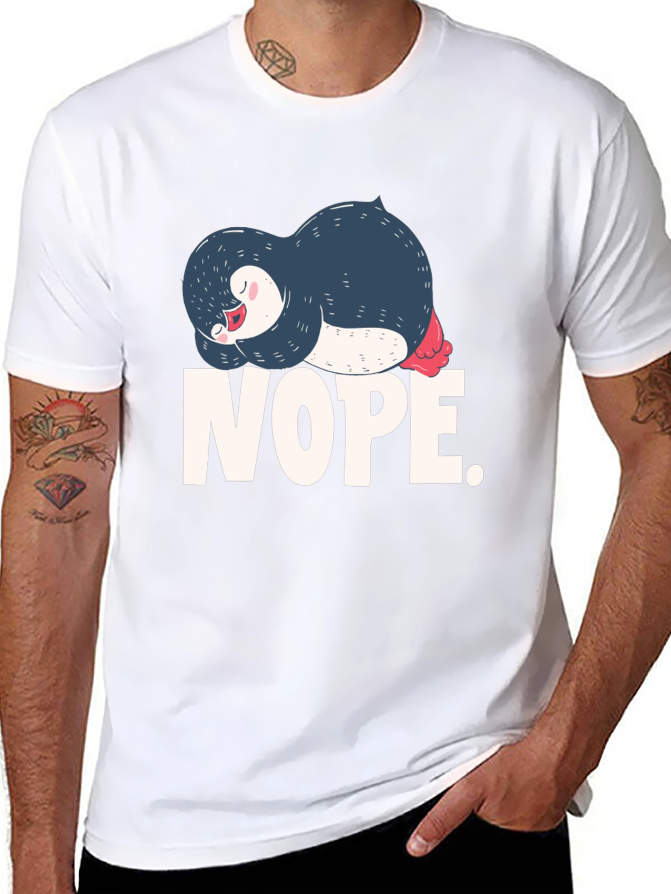 Nope Penguin Graphic T-Shirt