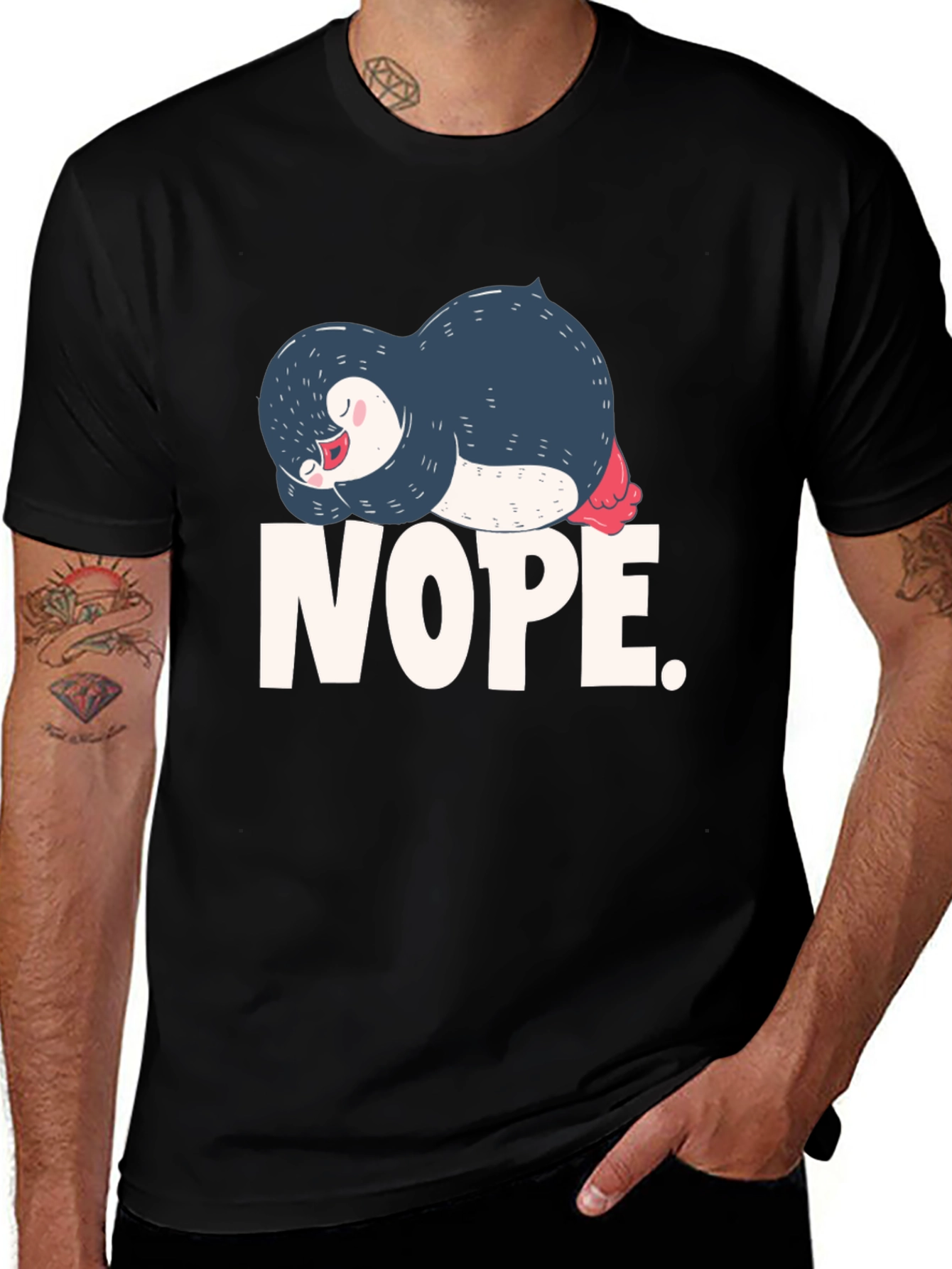 Nope Penguin Graphic T-Shirt