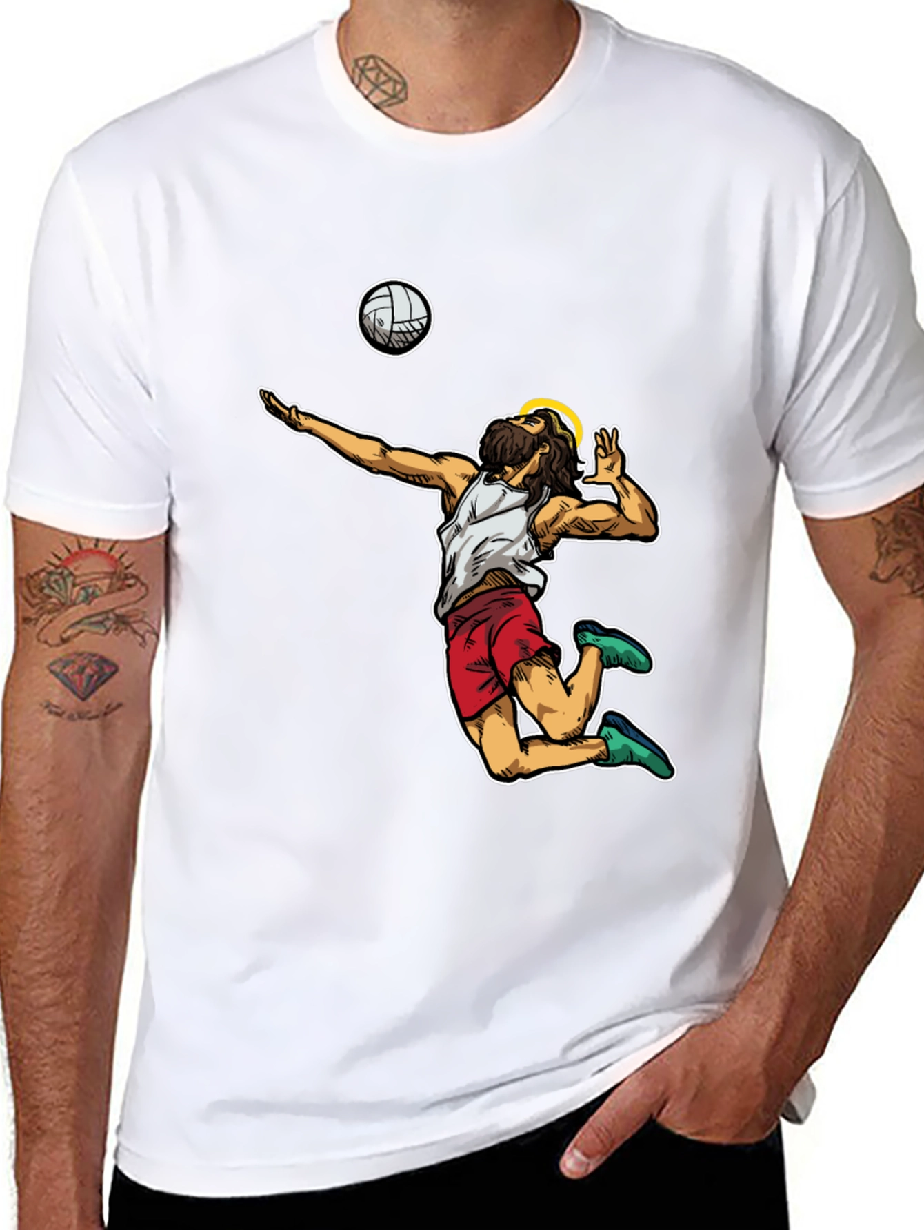 Volleyball Jesus Graphic T-Shirt