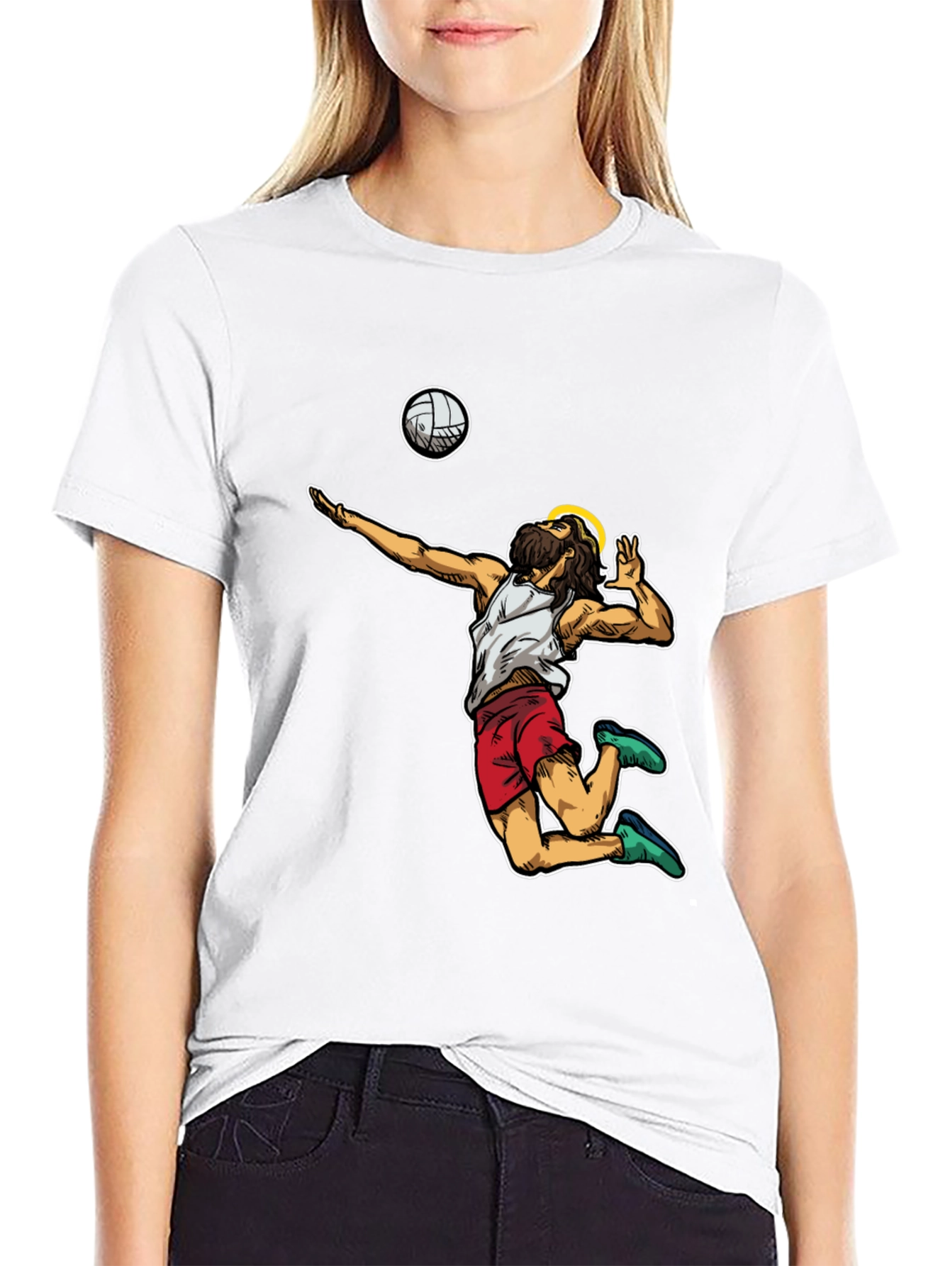 Volleyball Jesus Graphic T-Shirt