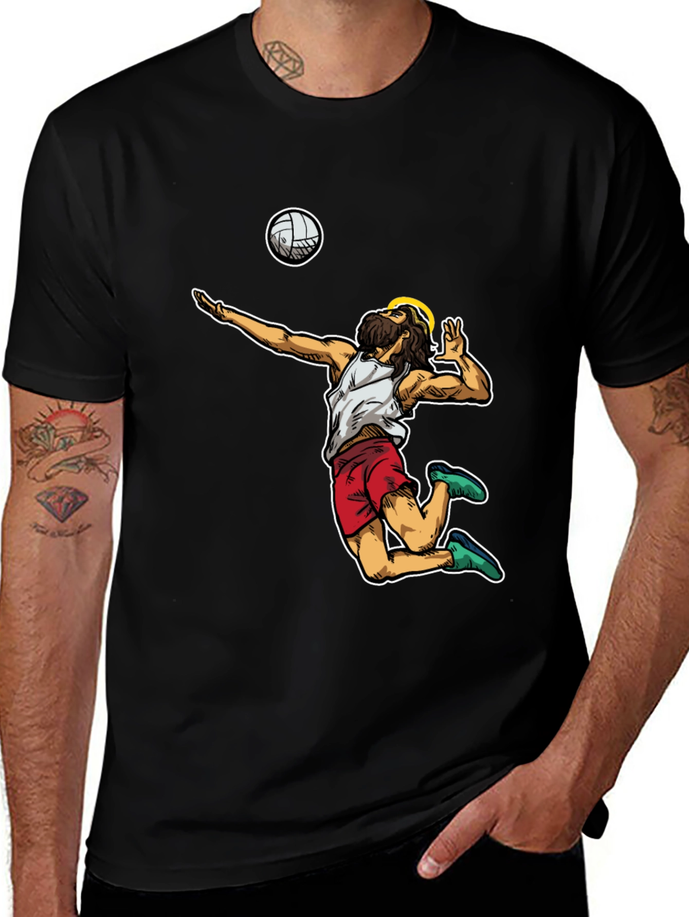 Volleyball Jesus Graphic T-Shirt