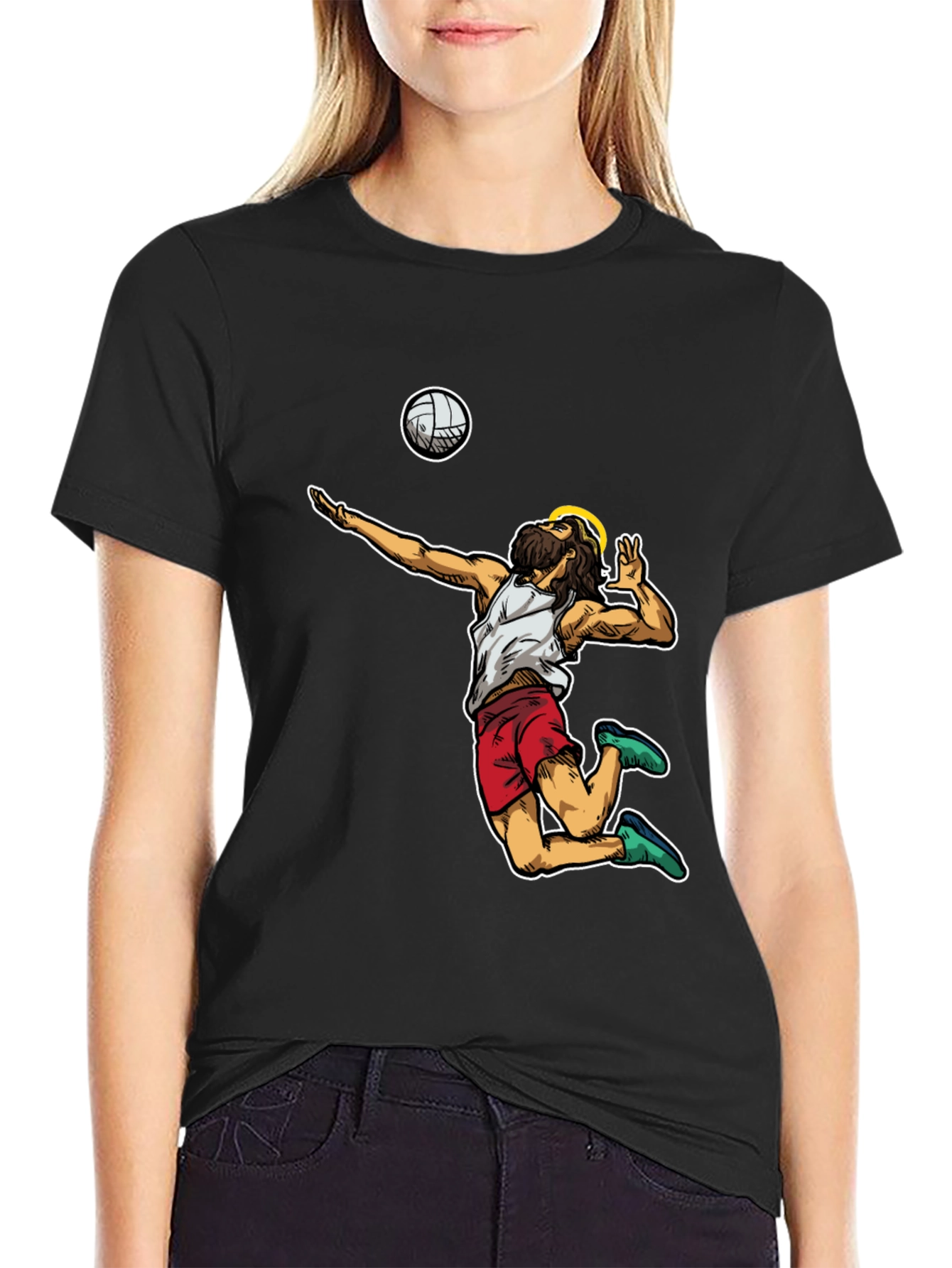Volleyball Jesus Graphic T-Shirt
