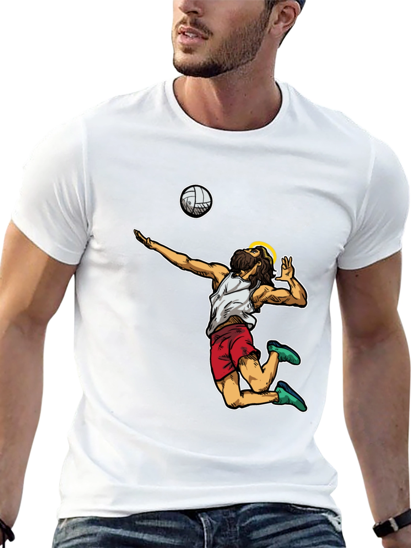 Volleyball Jesus Graphic T-Shirt