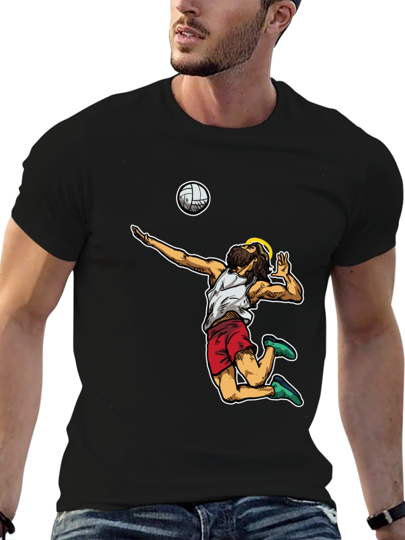 Volleyball Jesus Graphic T-Shirt