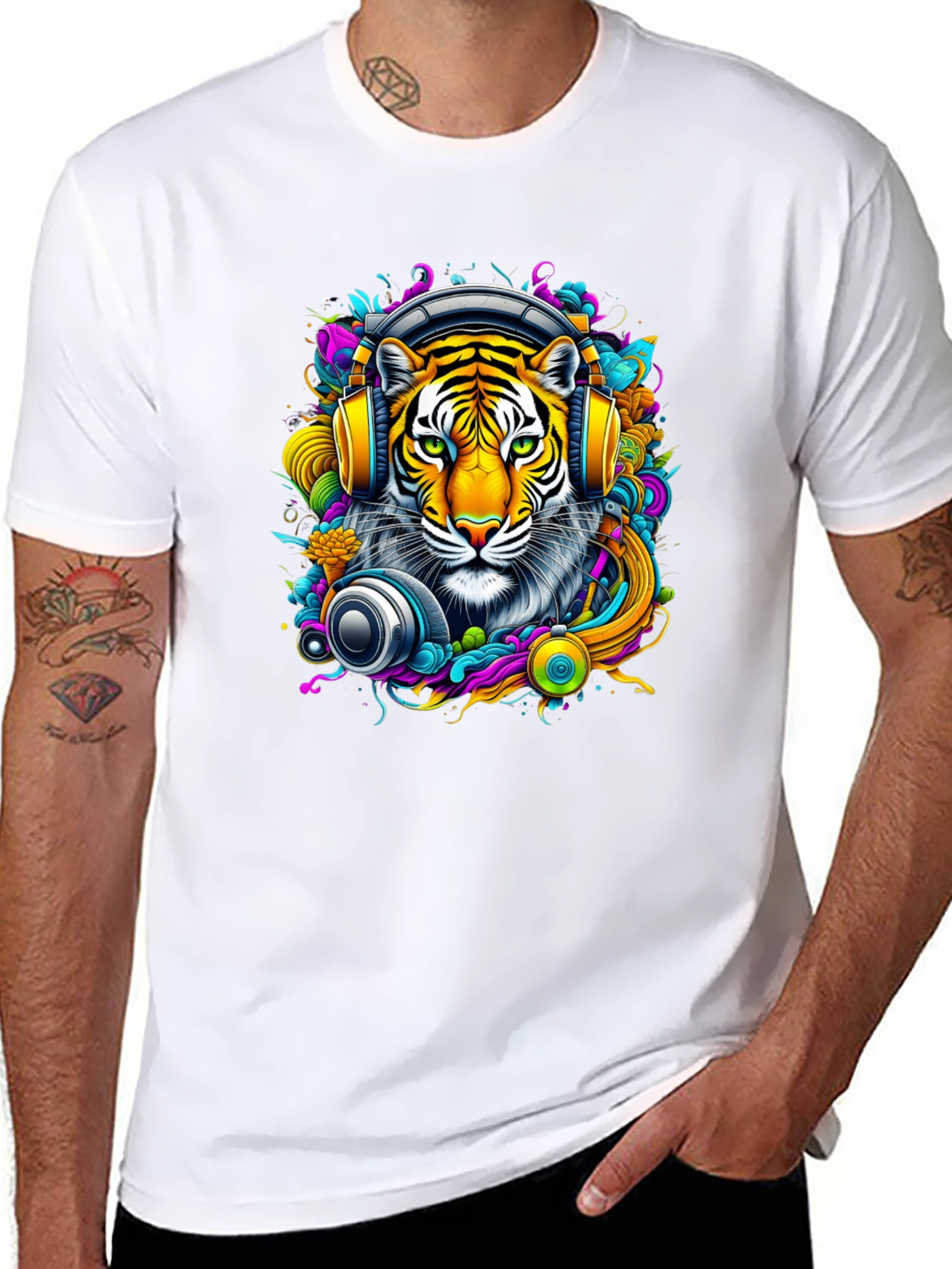 Tiger DJ Graphic Tee - Vivid Art T-Shirt