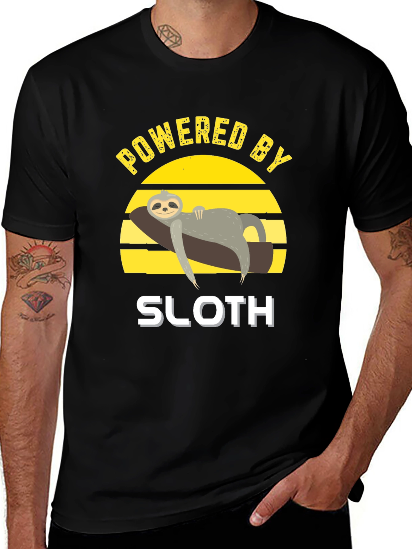 Powered By Sloth Graphic Tee - Relaxed Fit