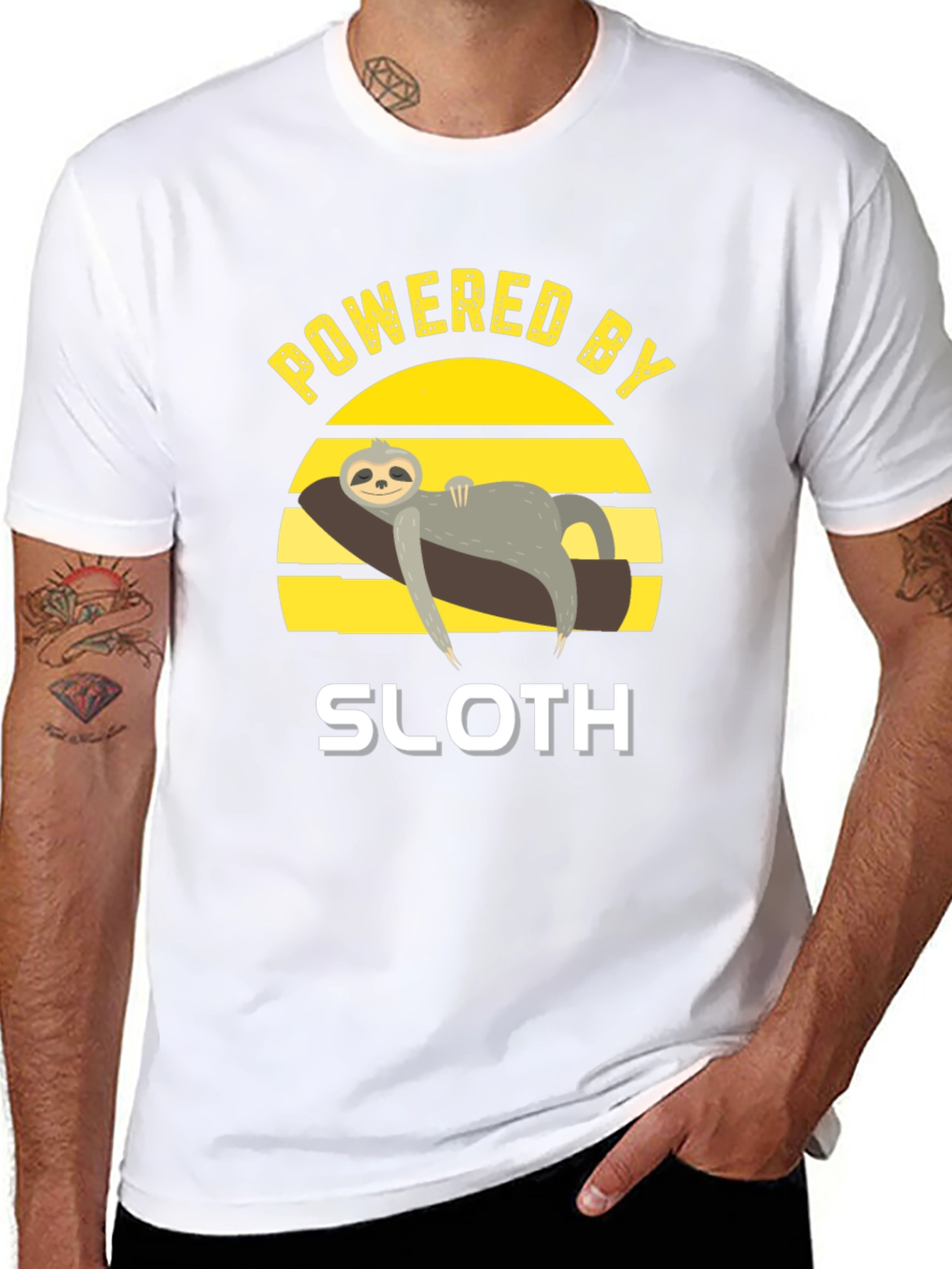Powered By Sloth Graphic Tee - Relaxed Fit