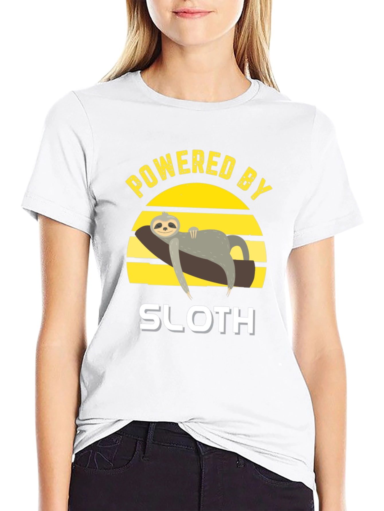 Powered By Sloth Graphic Tee - Relaxed Fit