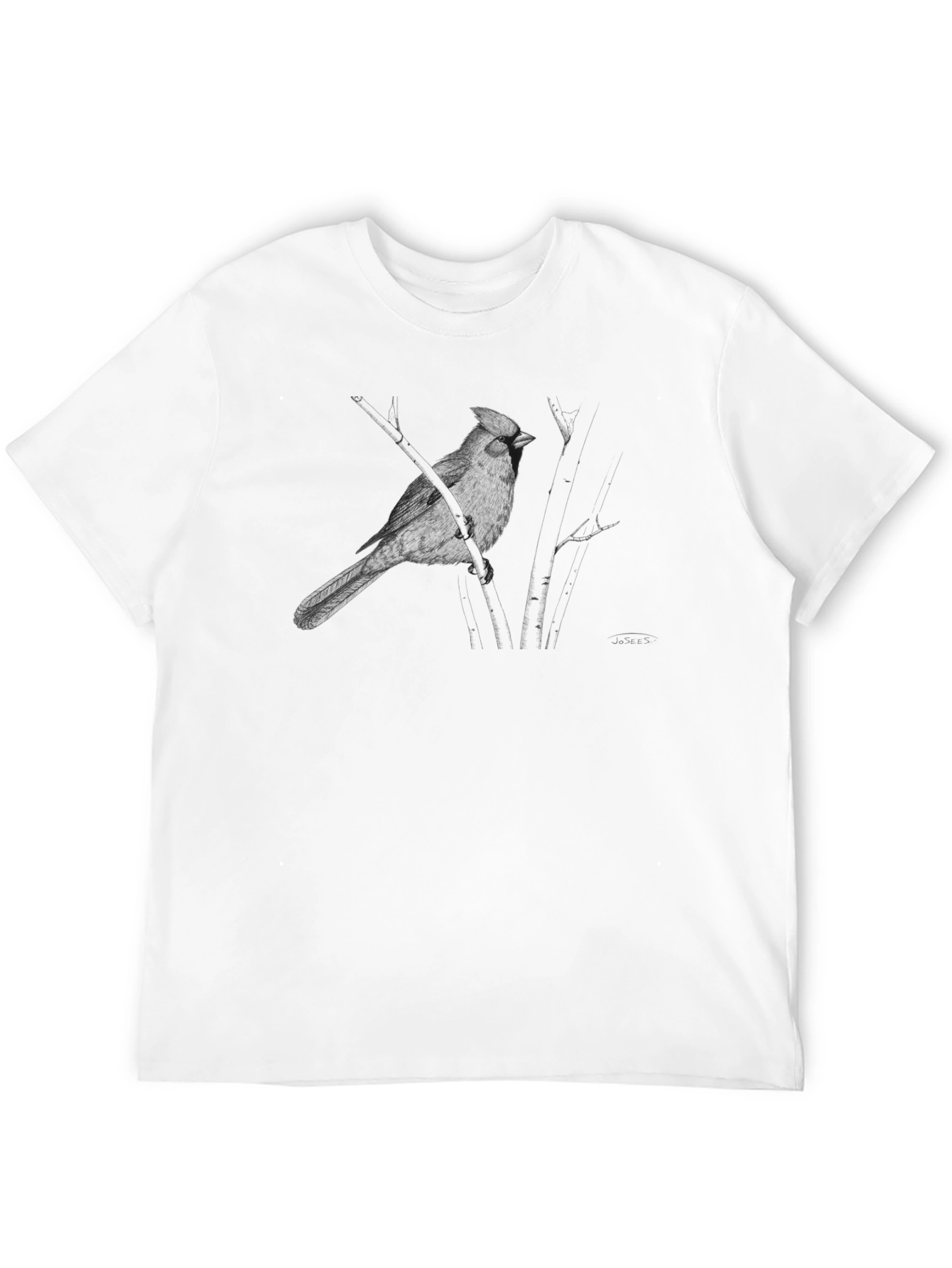 Cardinal Bird Graphic Tee - Black Cotton T-Shirt
