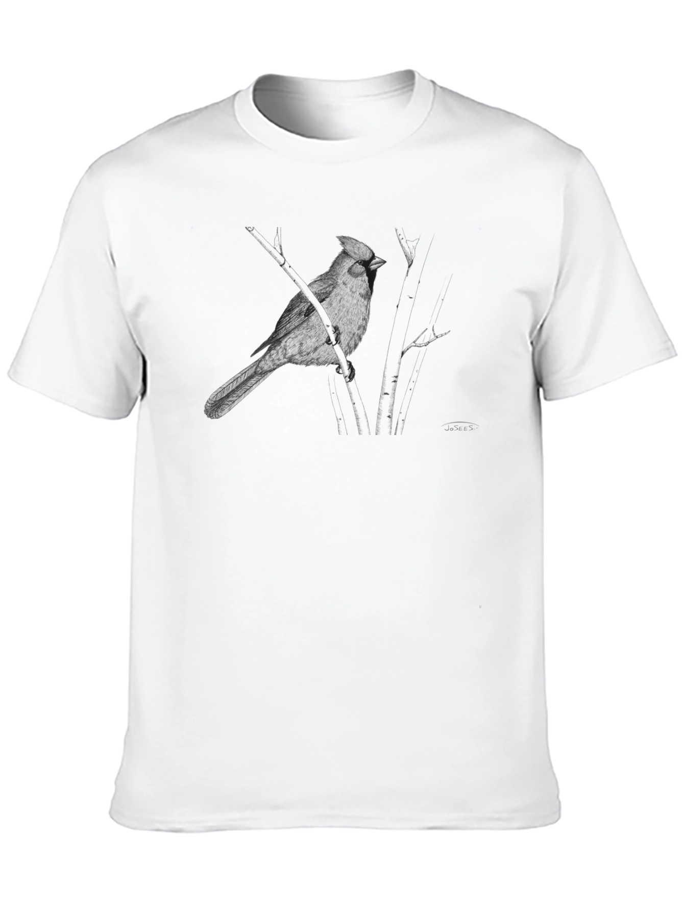 Cardinal Bird Graphic Tee - Black Cotton T-Shirt