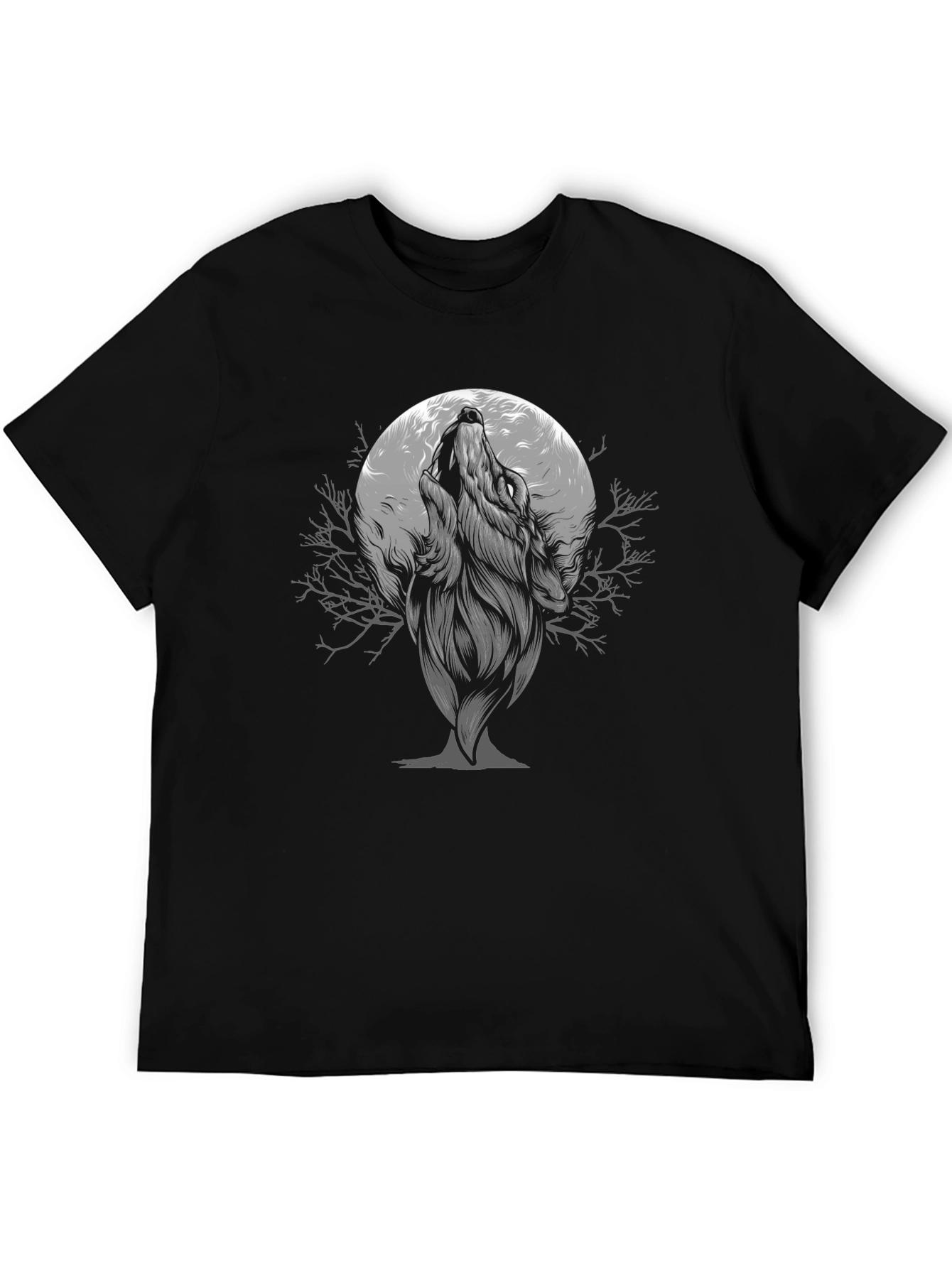 Wolf Howling at Moon Graphic T-Shirt