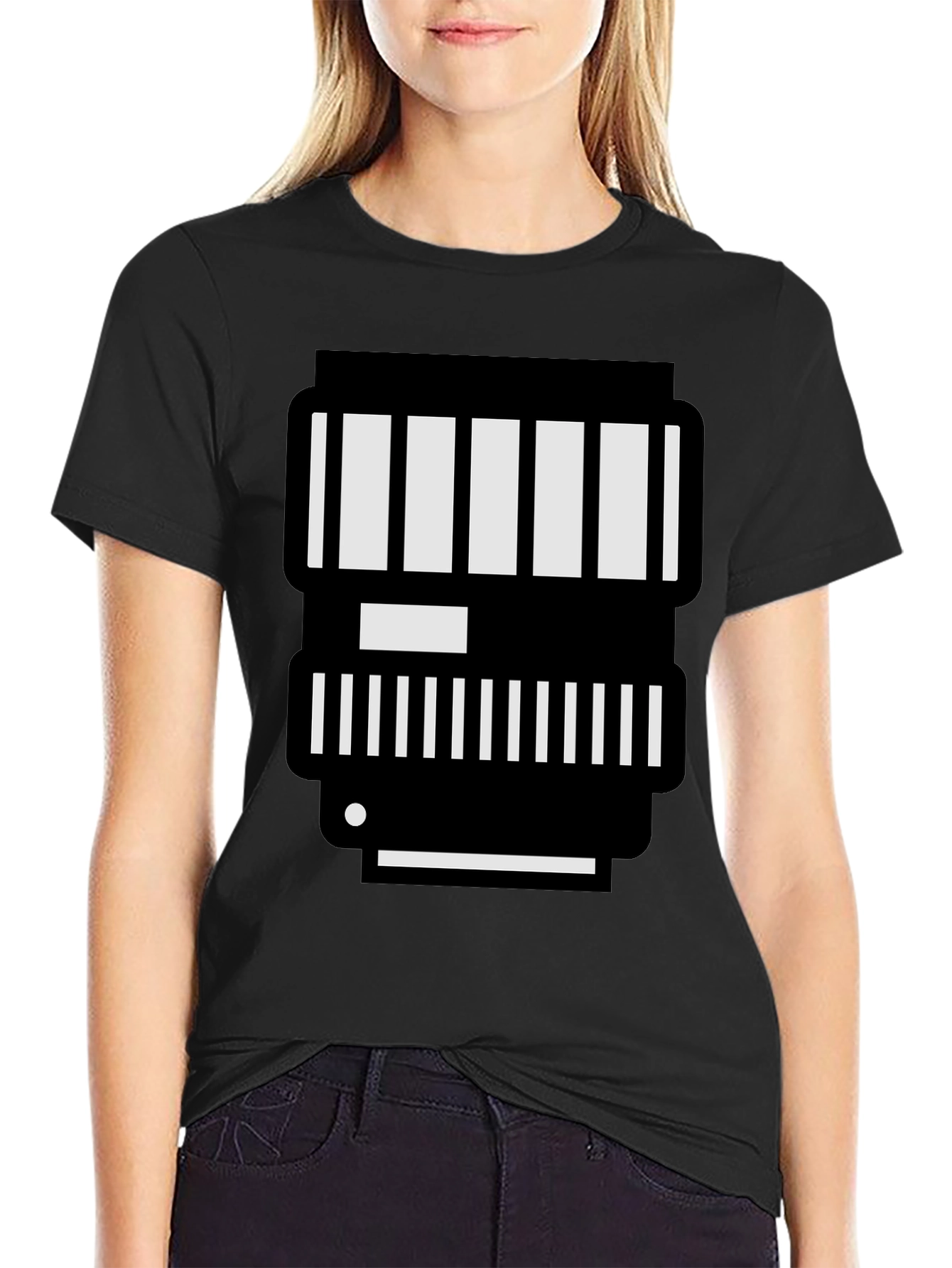 Camera Lens Graphic Tee - Black Cotton T-Shirt