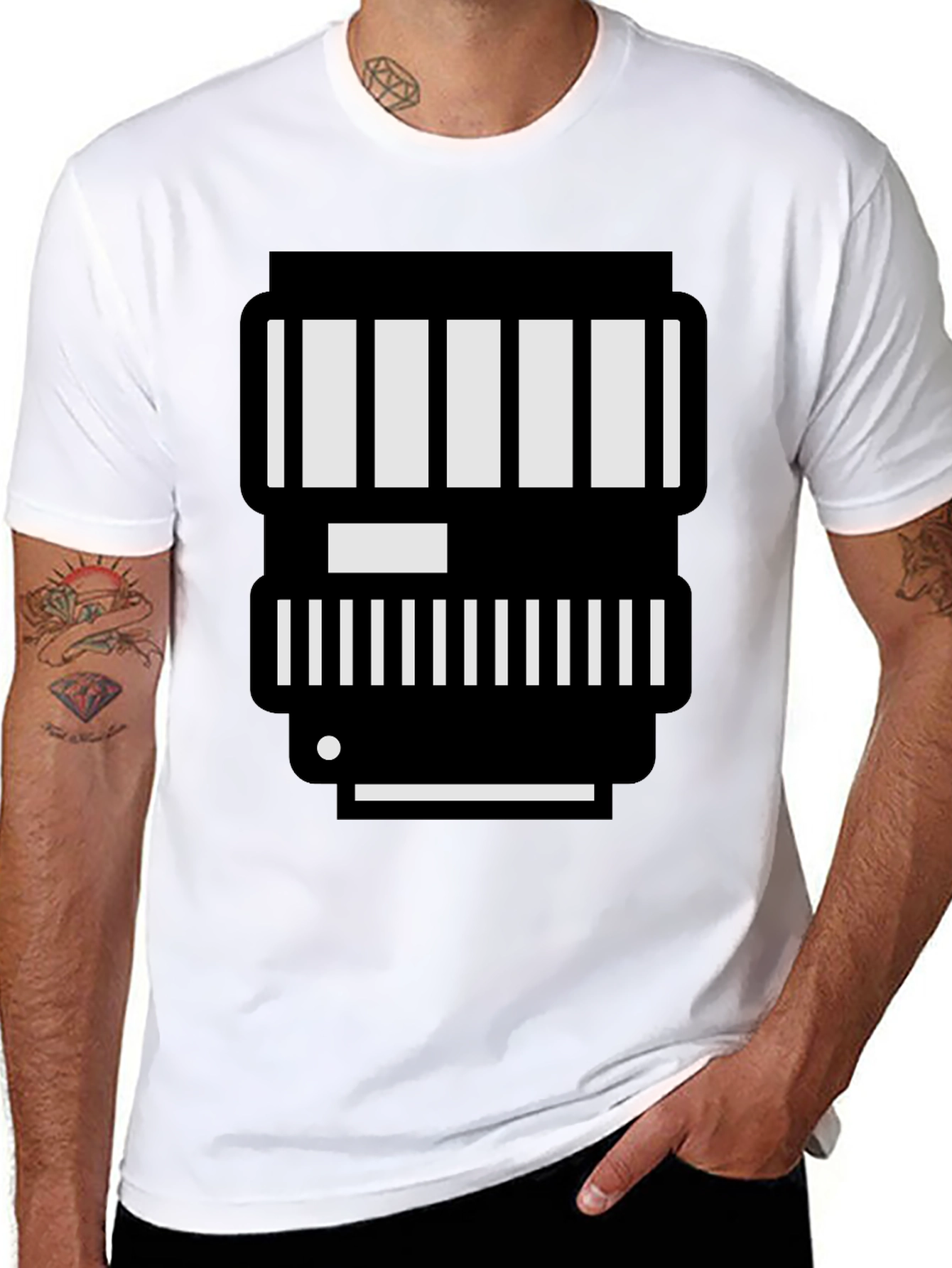 Camera Lens Graphic Tee - Black Cotton T-Shirt