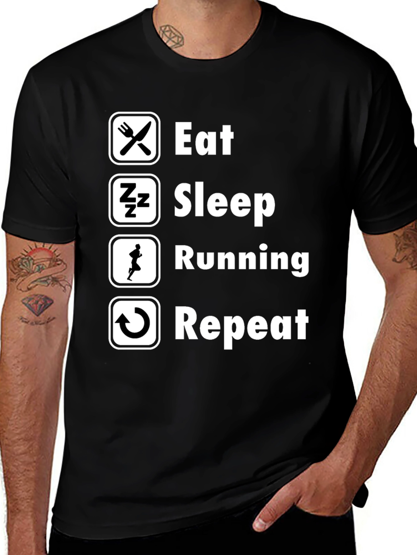 Eat Sleep Running Repeat Black T-Shirt