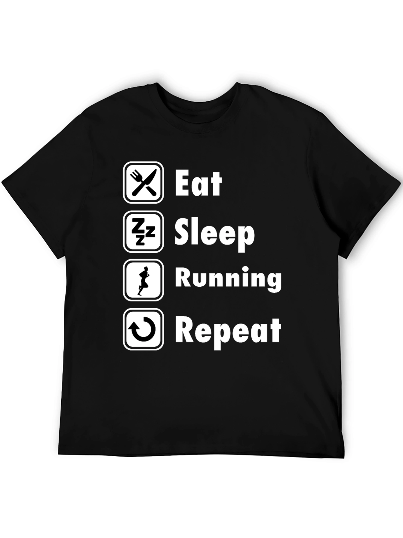 Eat Sleep Running Repeat Black T-Shirt