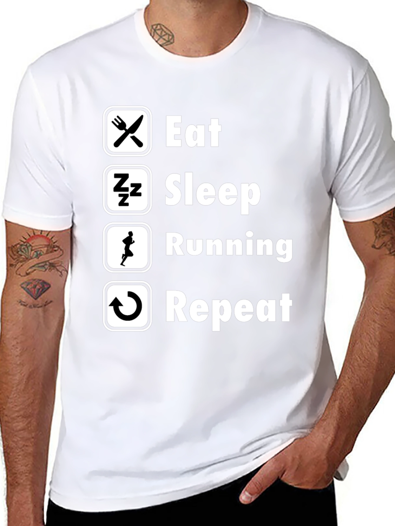 Eat Sleep Running Repeat Black T-Shirt