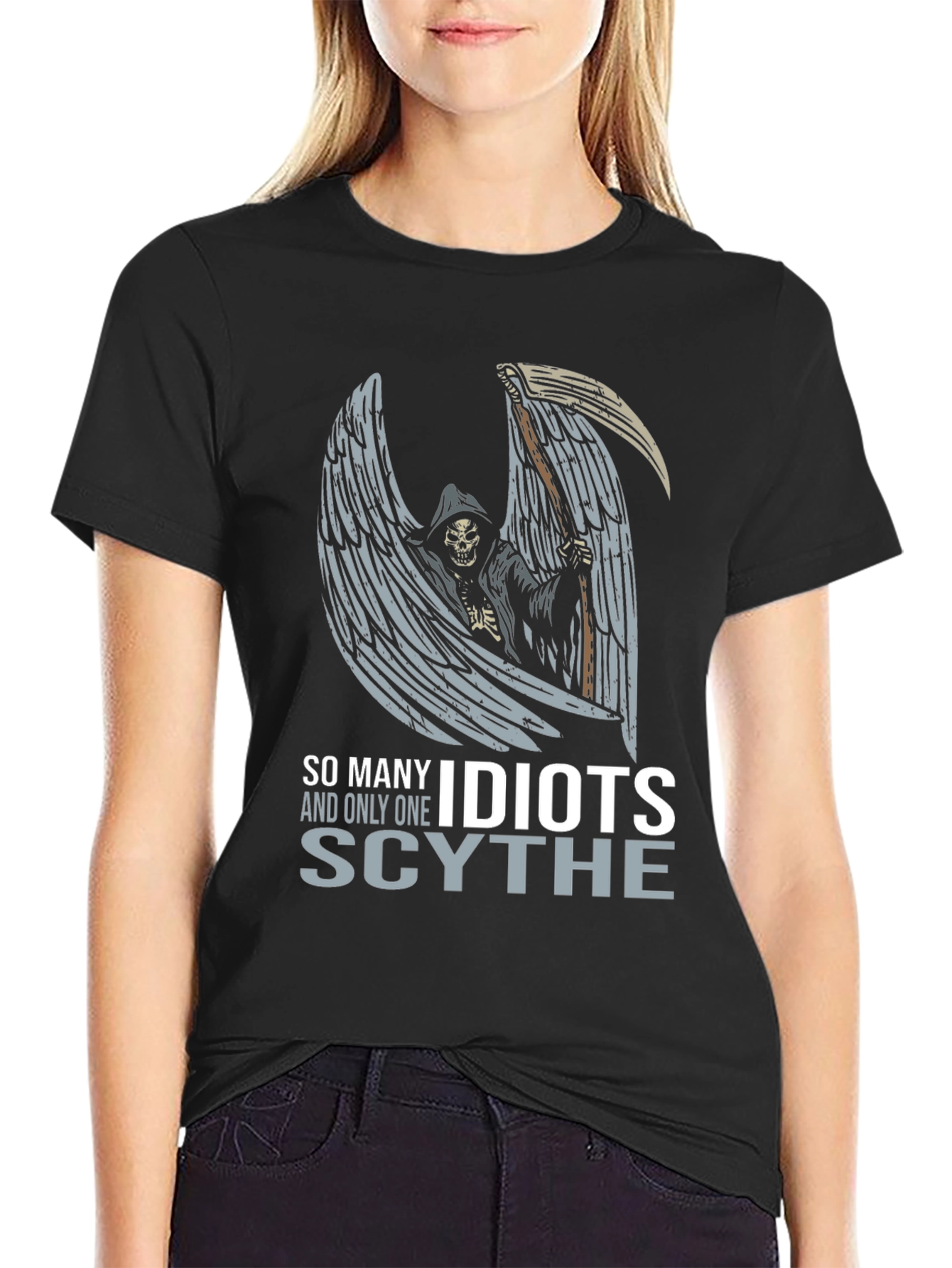 Grim Reaper Idiots Graphic T-Shirt