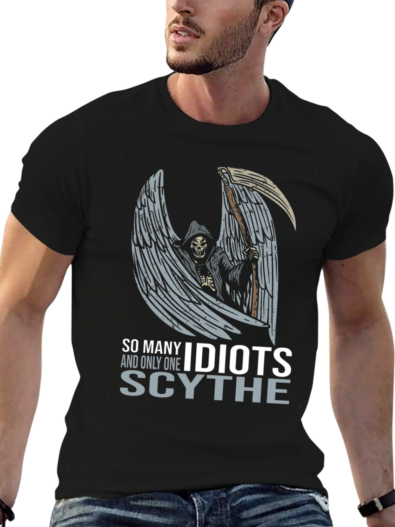 Grim Reaper Idiots Graphic T-Shirt