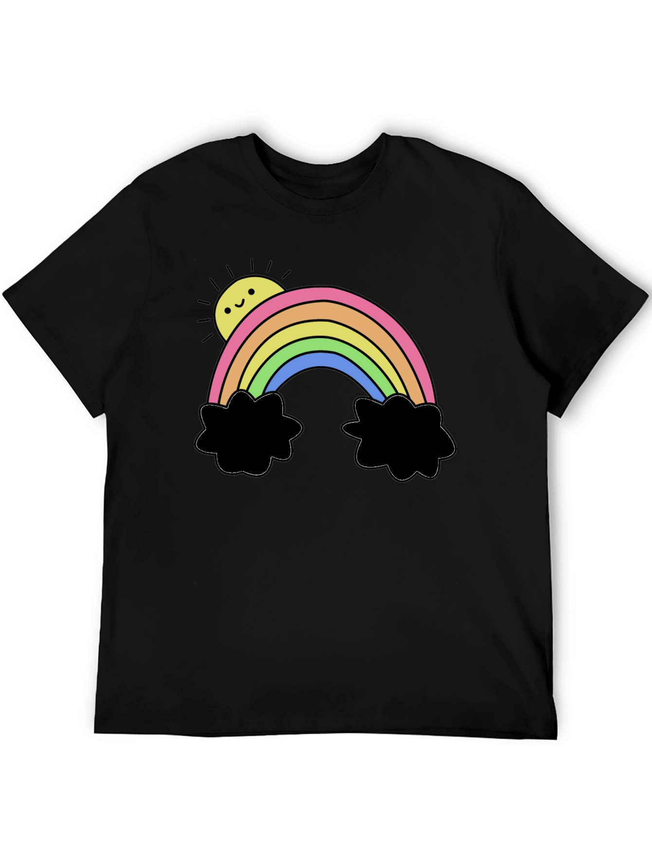 Rainbow Sun Graphic Black T-Shirt