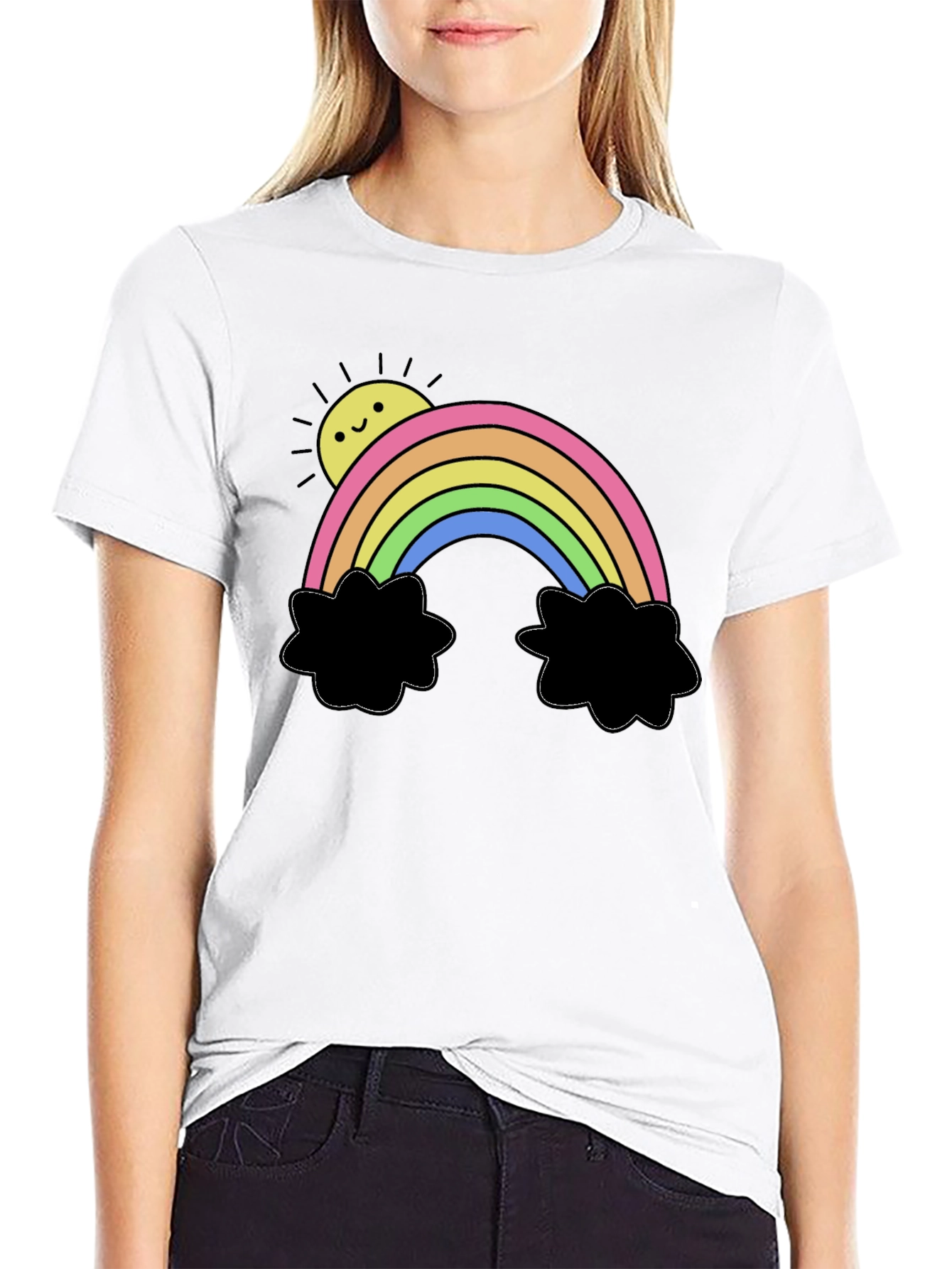Rainbow Sun Graphic Black T-Shirt