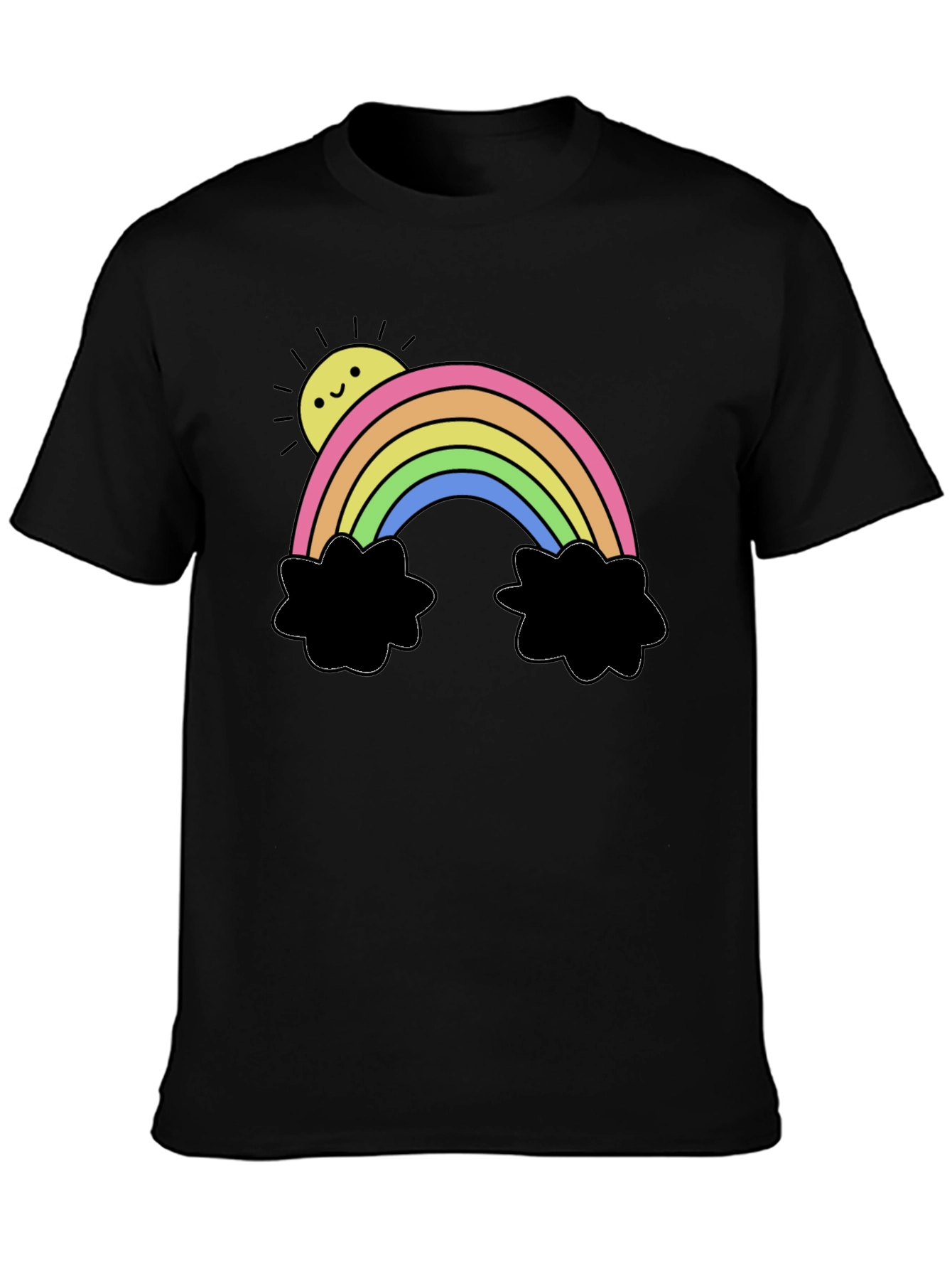 Rainbow Sun Graphic Black T-Shirt