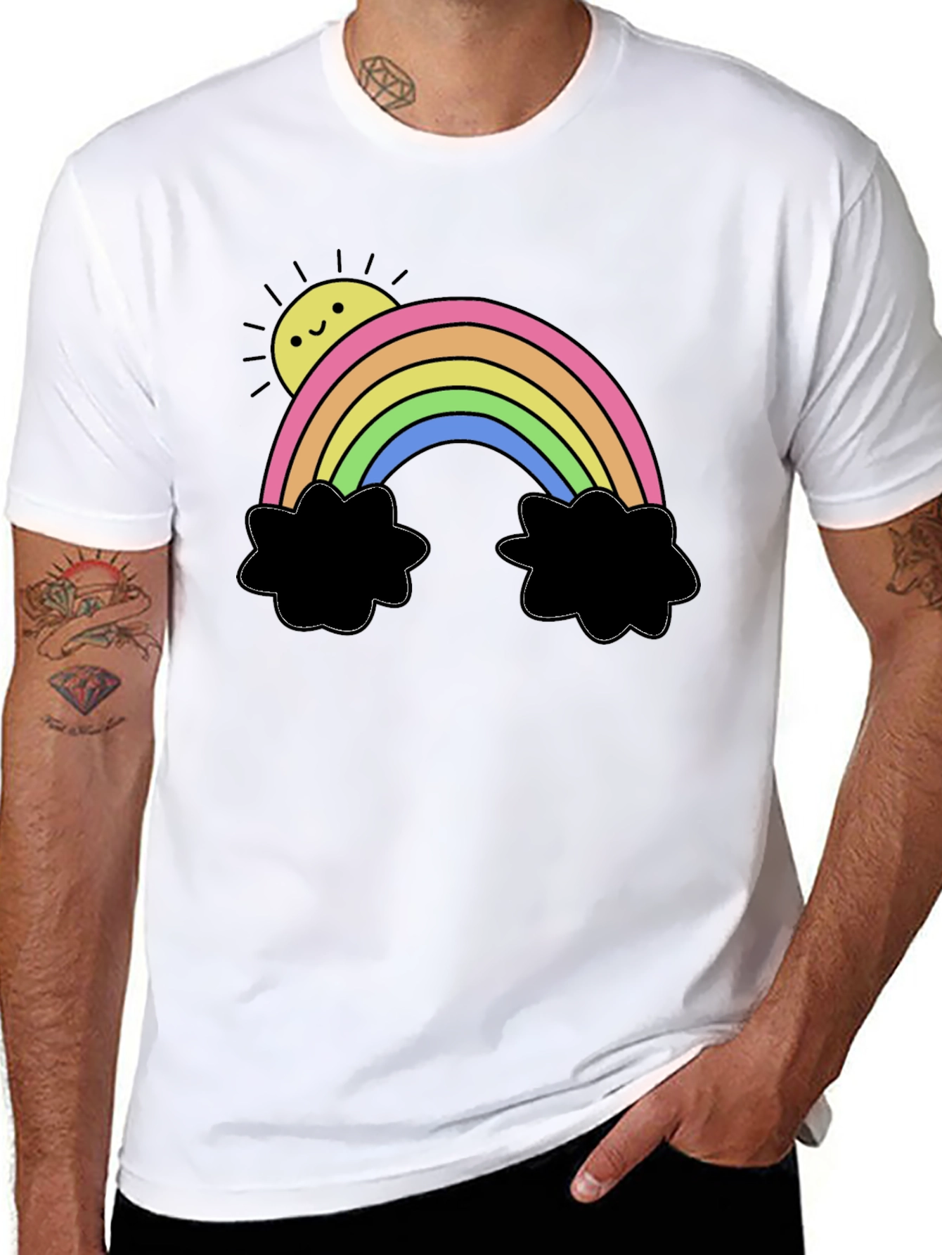 Rainbow Sun Graphic Black T-Shirt