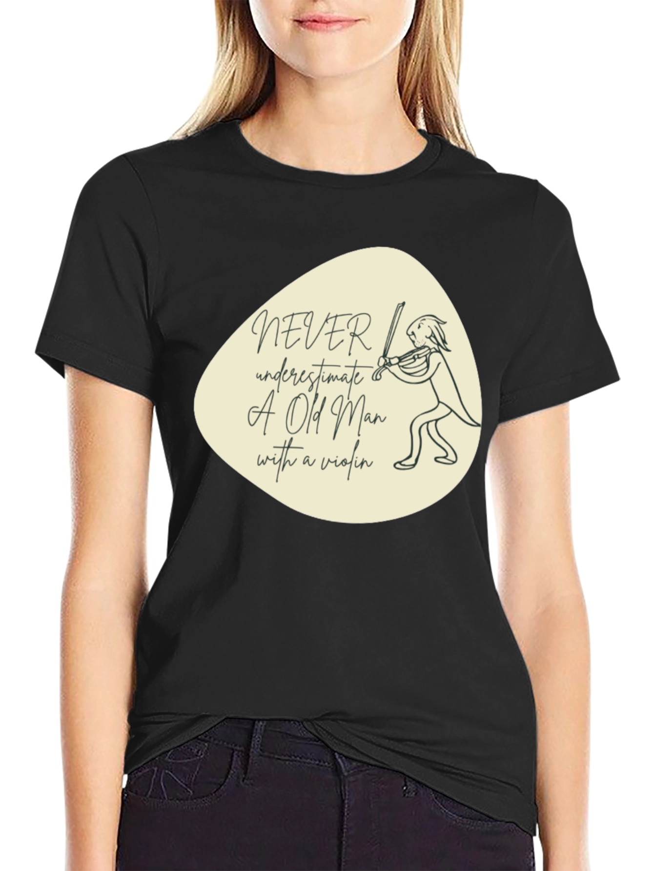 Never Underestimate Violin Old Man T-Shirt