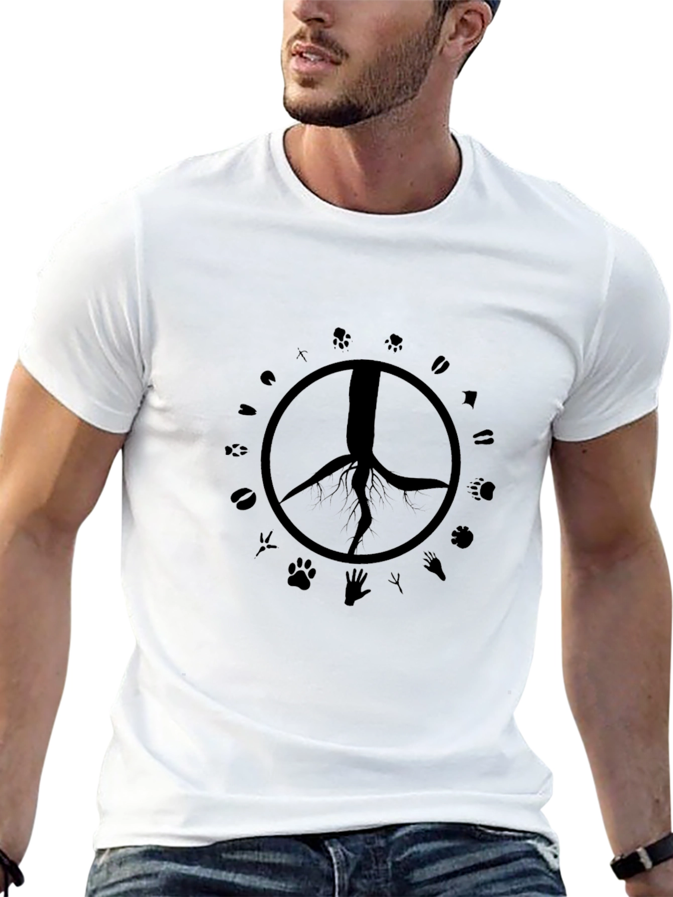 Roots Peace Sign Animal Tracks Graphic Tee