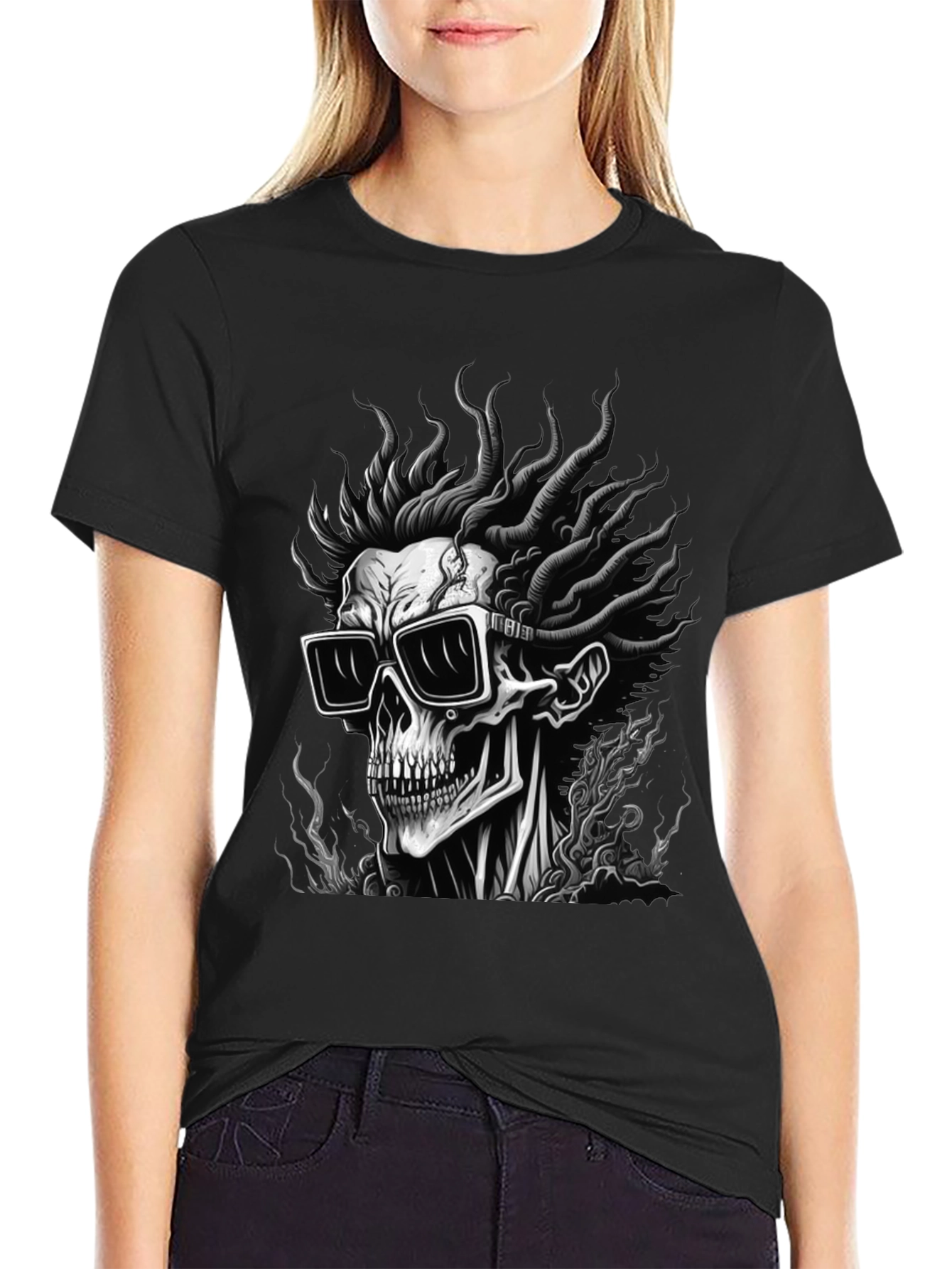 Skull & Shades Graphic Black T-Shirt