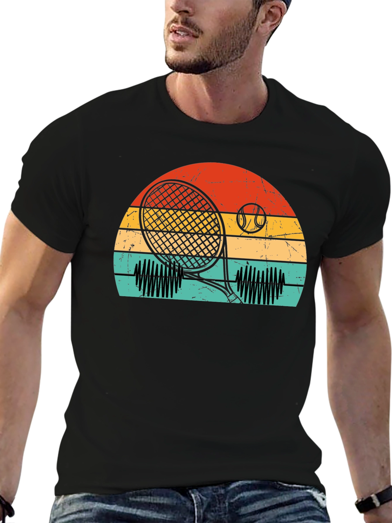 Retro Tennis Sunset Graphic Tee