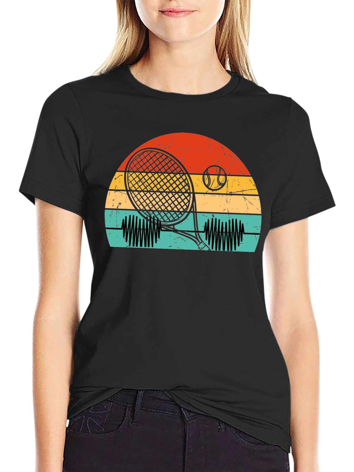 Retro Tennis Sunset Graphic Tee