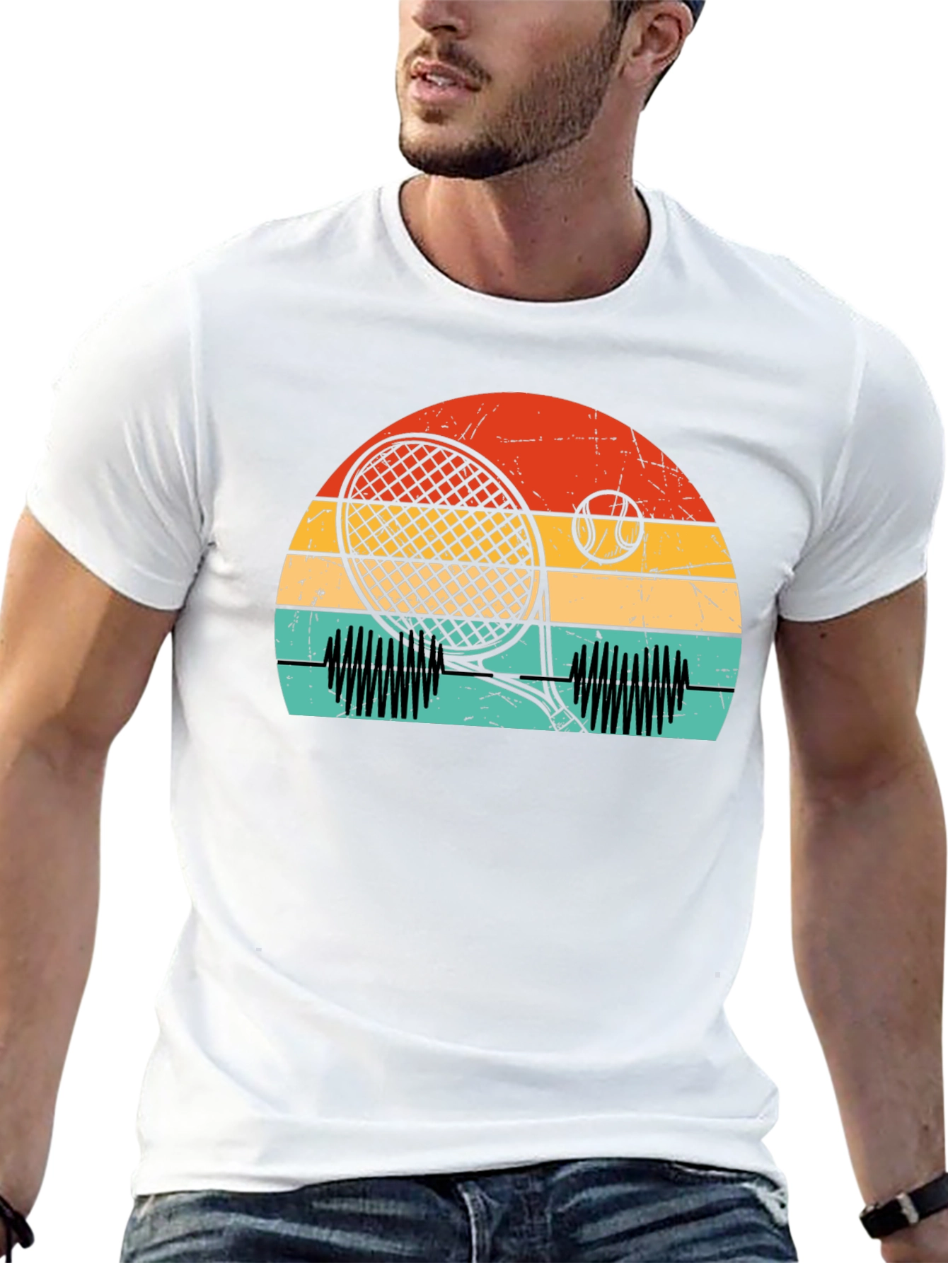 Retro Tennis Sunset Graphic Tee