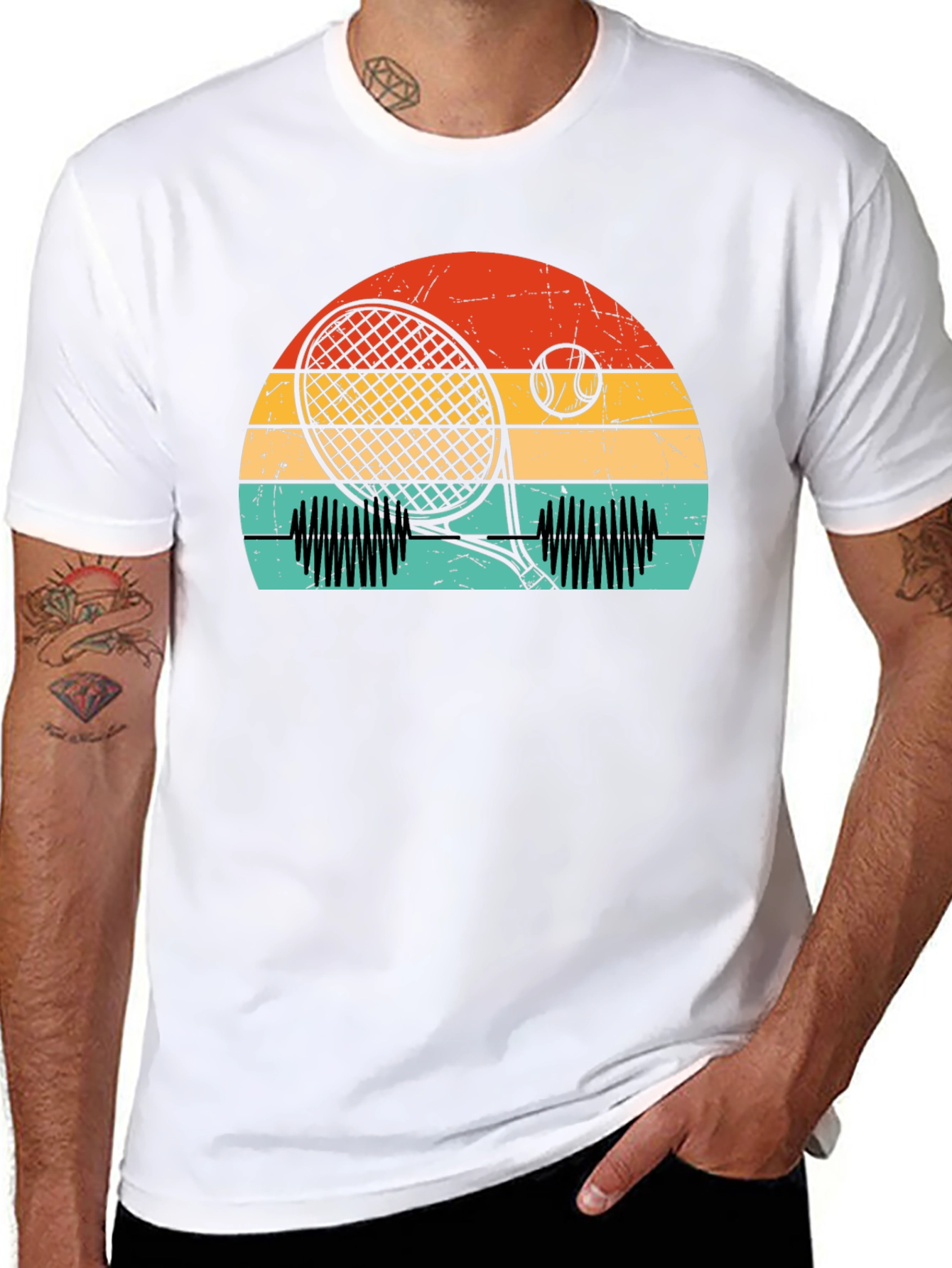 Retro Tennis Sunset Graphic Tee