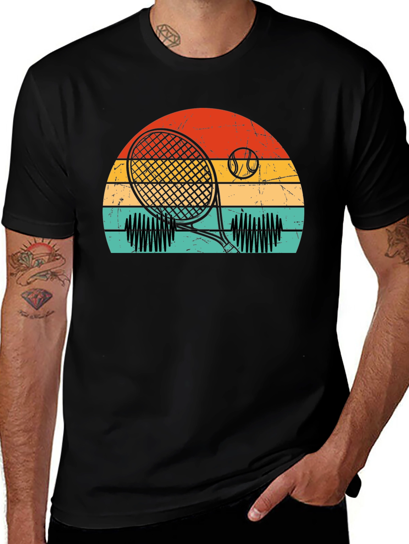 Retro Tennis Sunset Graphic Tee