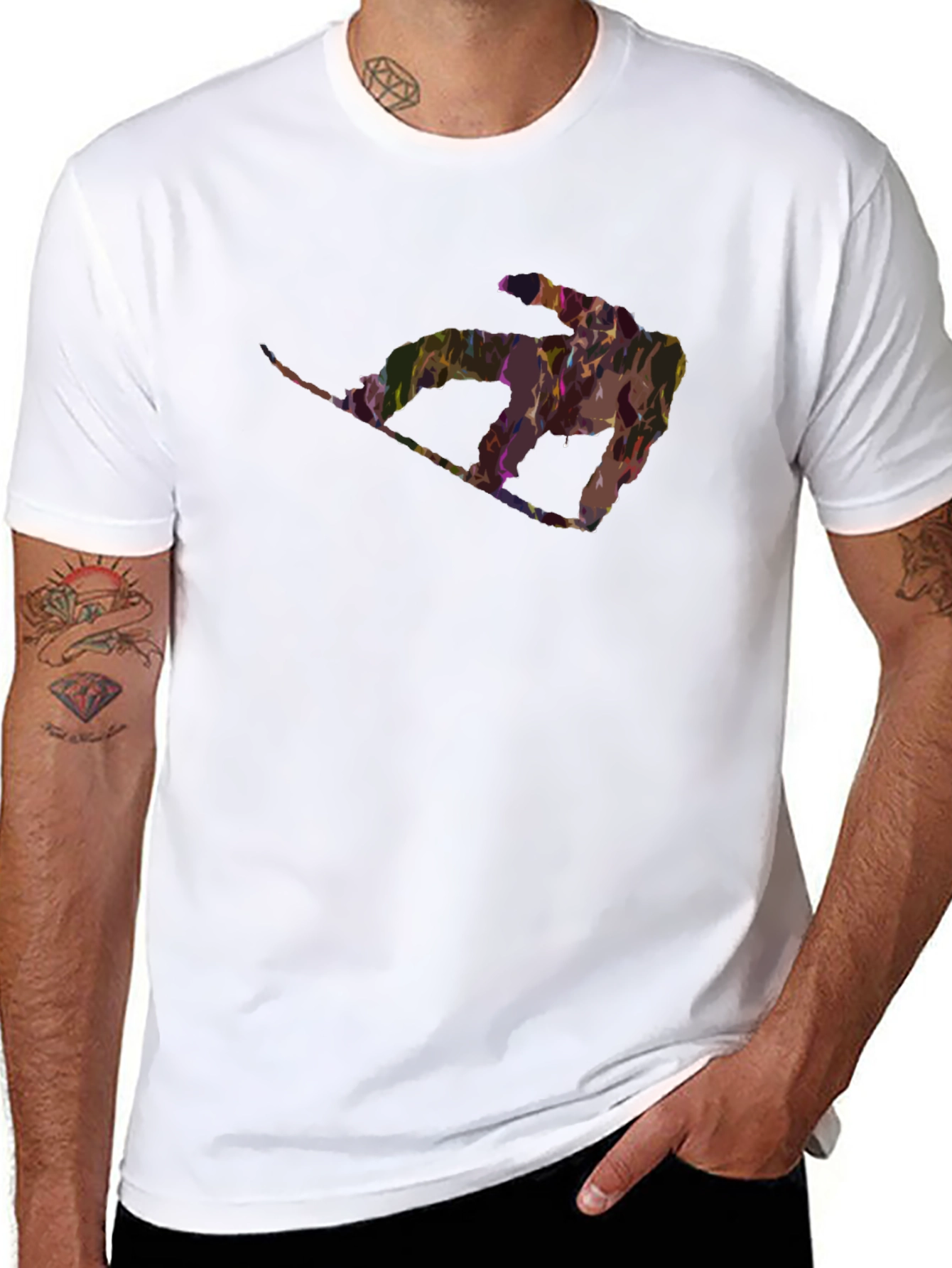Abstract Snowboarder Black Tee