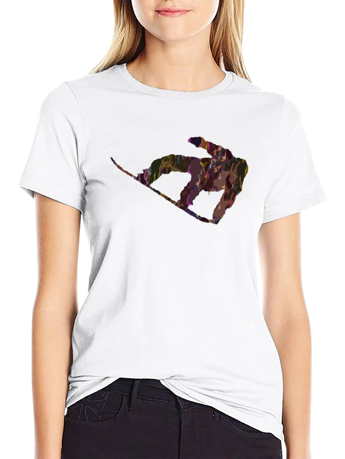 Abstract Snowboarder Black Tee
