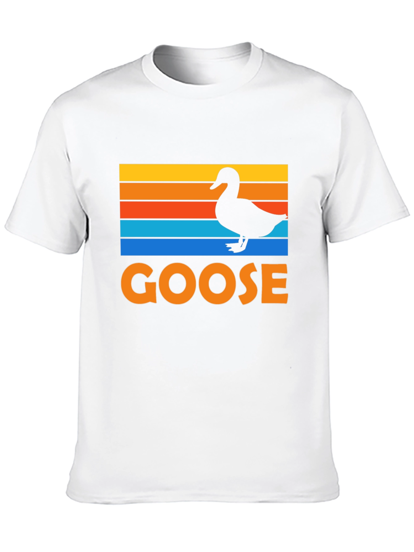 Goose Silhouette Retro Striped Graphic T-Shirt