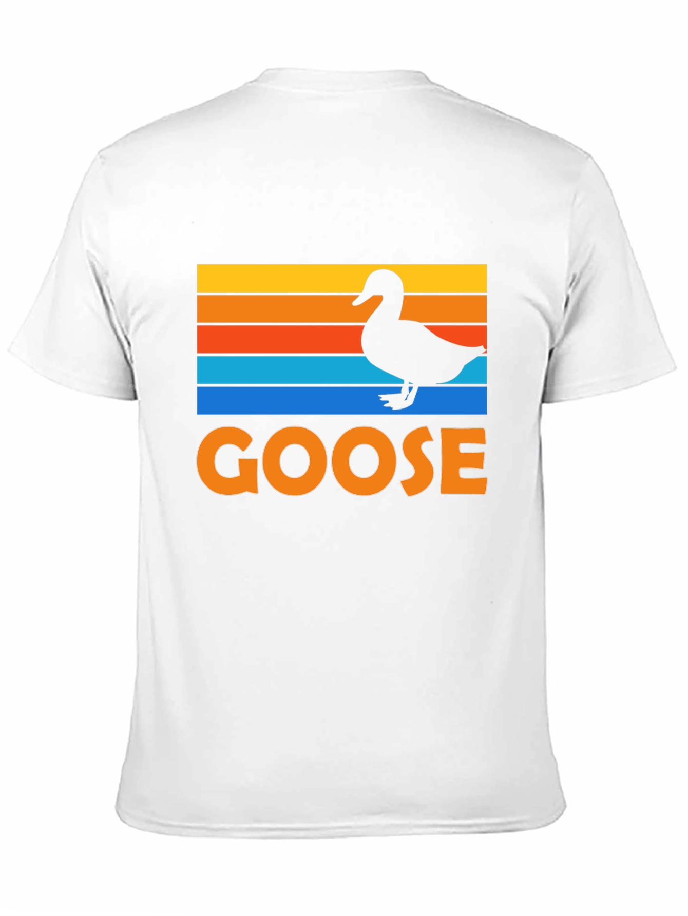Goose Silhouette Retro Striped Graphic T-Shirt