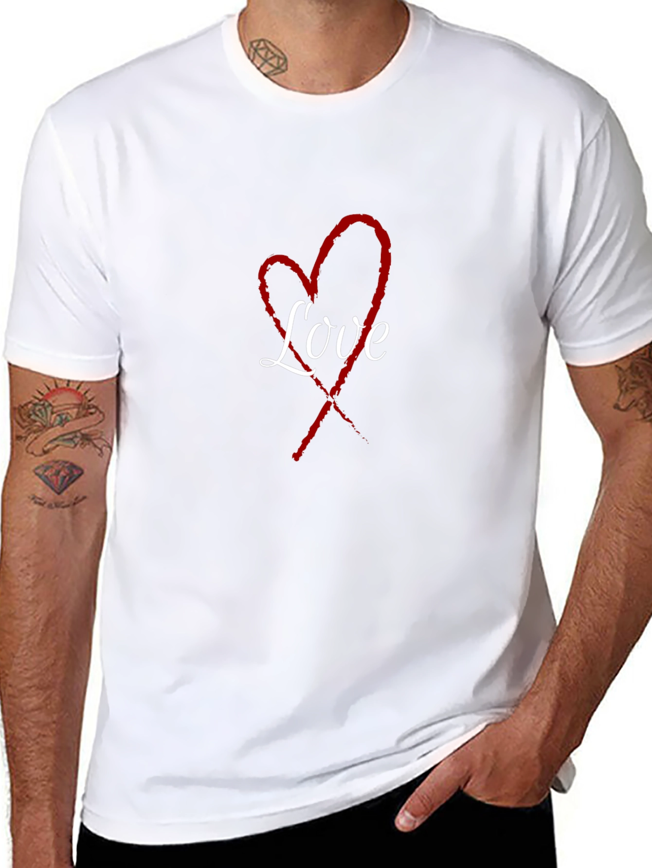 Love Heart Black T-Shirt - Stylish Casual Wear