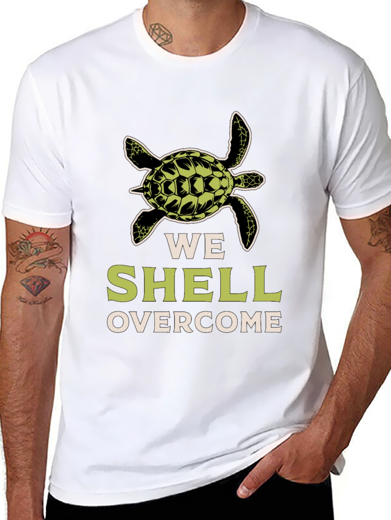 We Shell Overcome Turtle Graphic T-Shirt