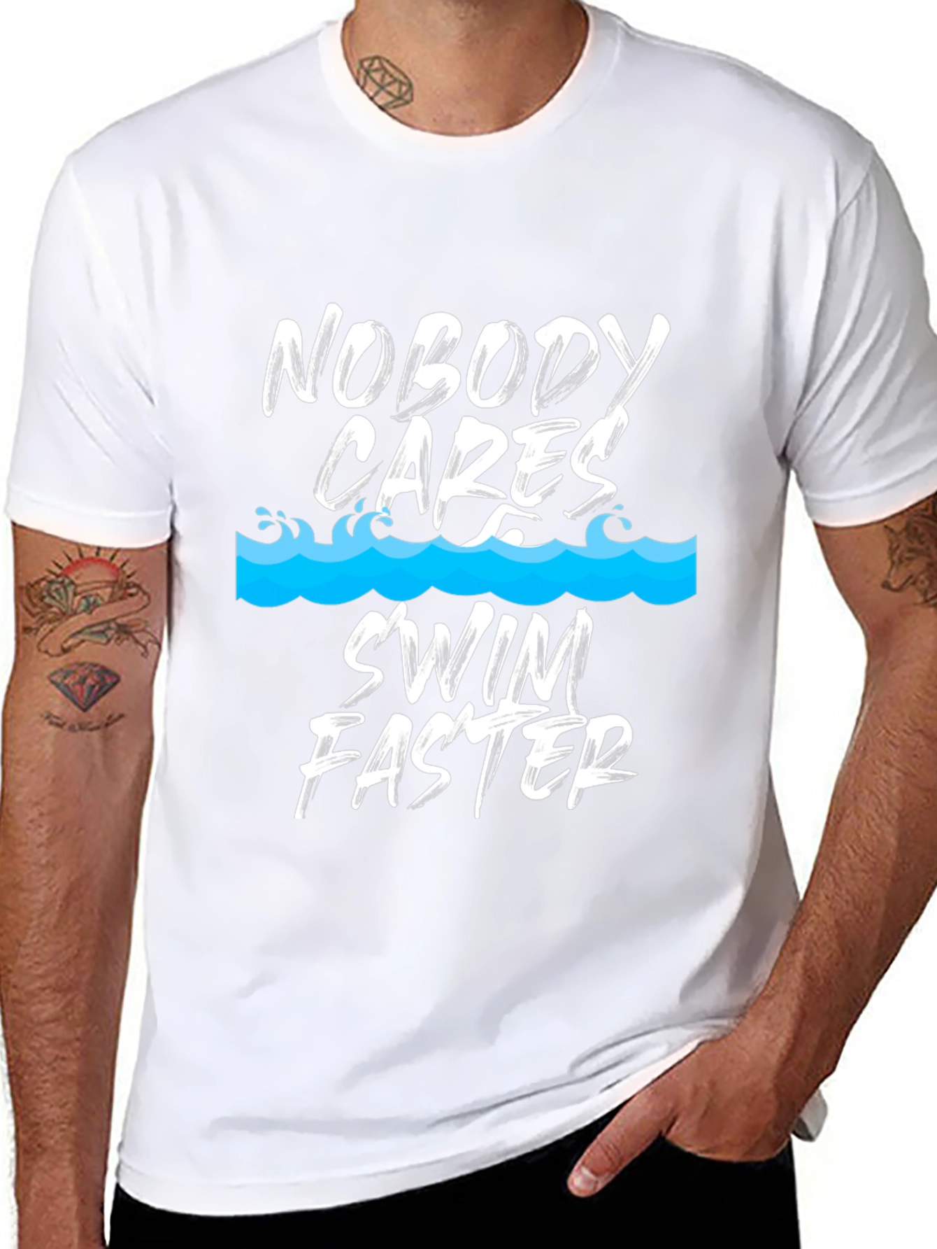 Nobody Cares Swim Faster Black T-Shirt