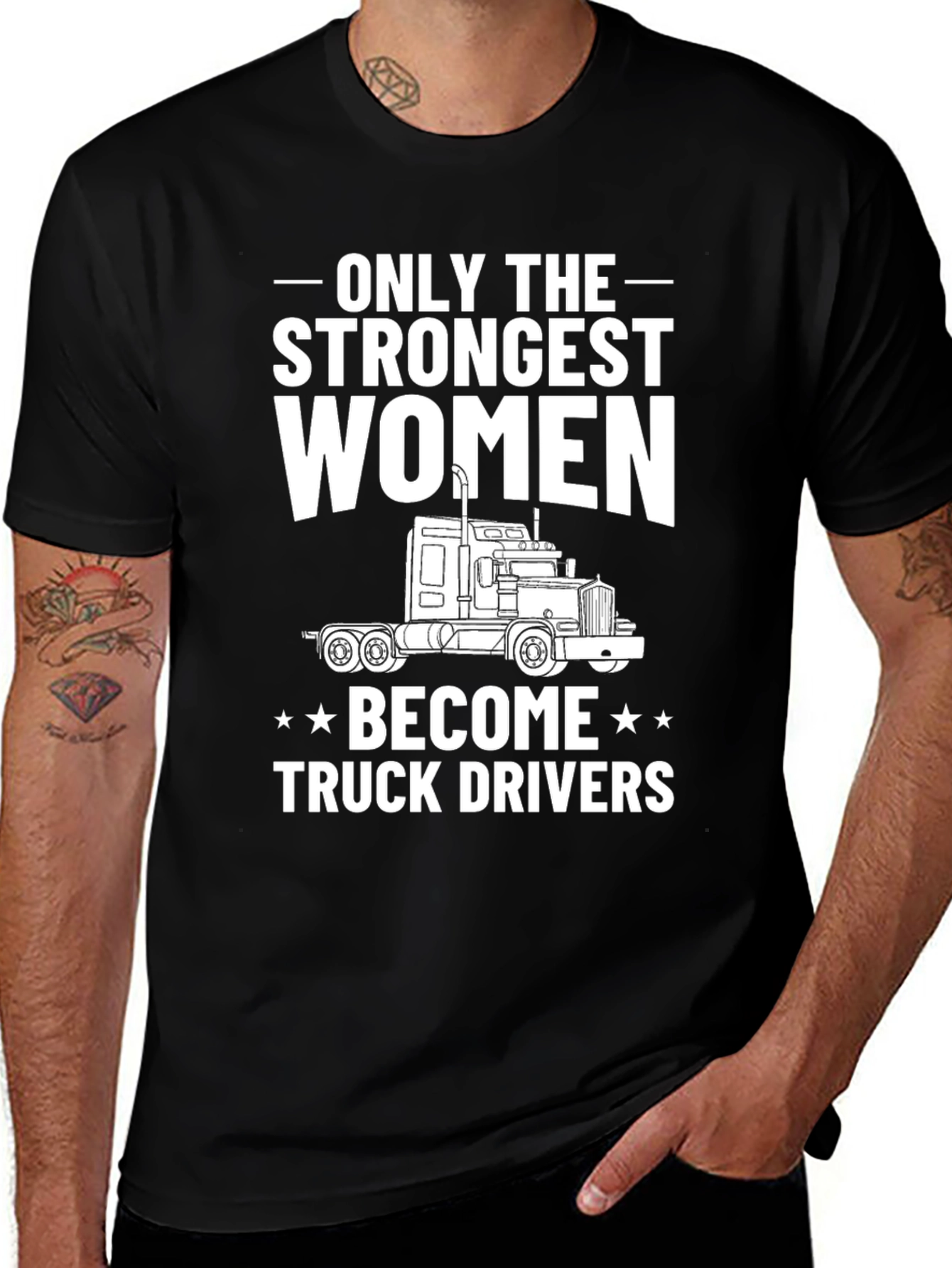Strongest Women Truck Driver Black T-Shirt